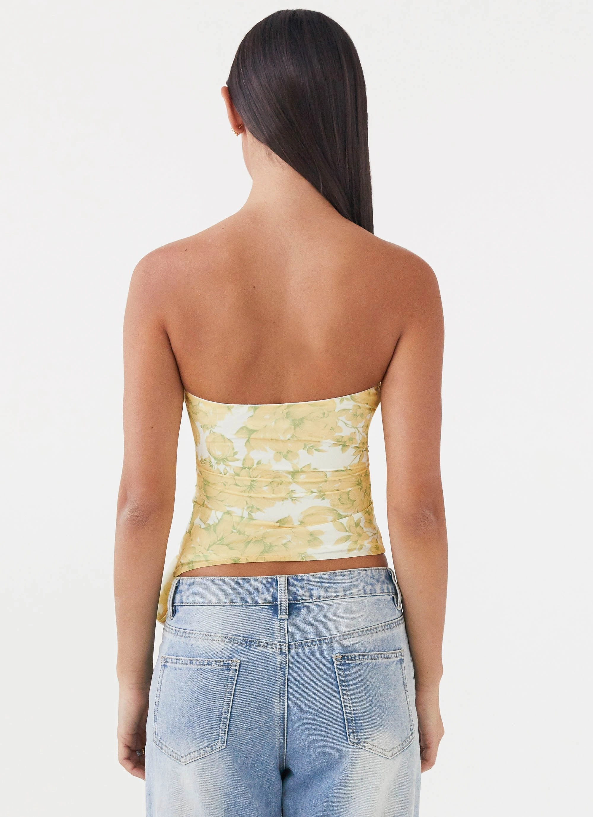 Relaxed Crew Neck Opening Yarn Dyed Stripes Sunlight Cascade Top - Daffodil