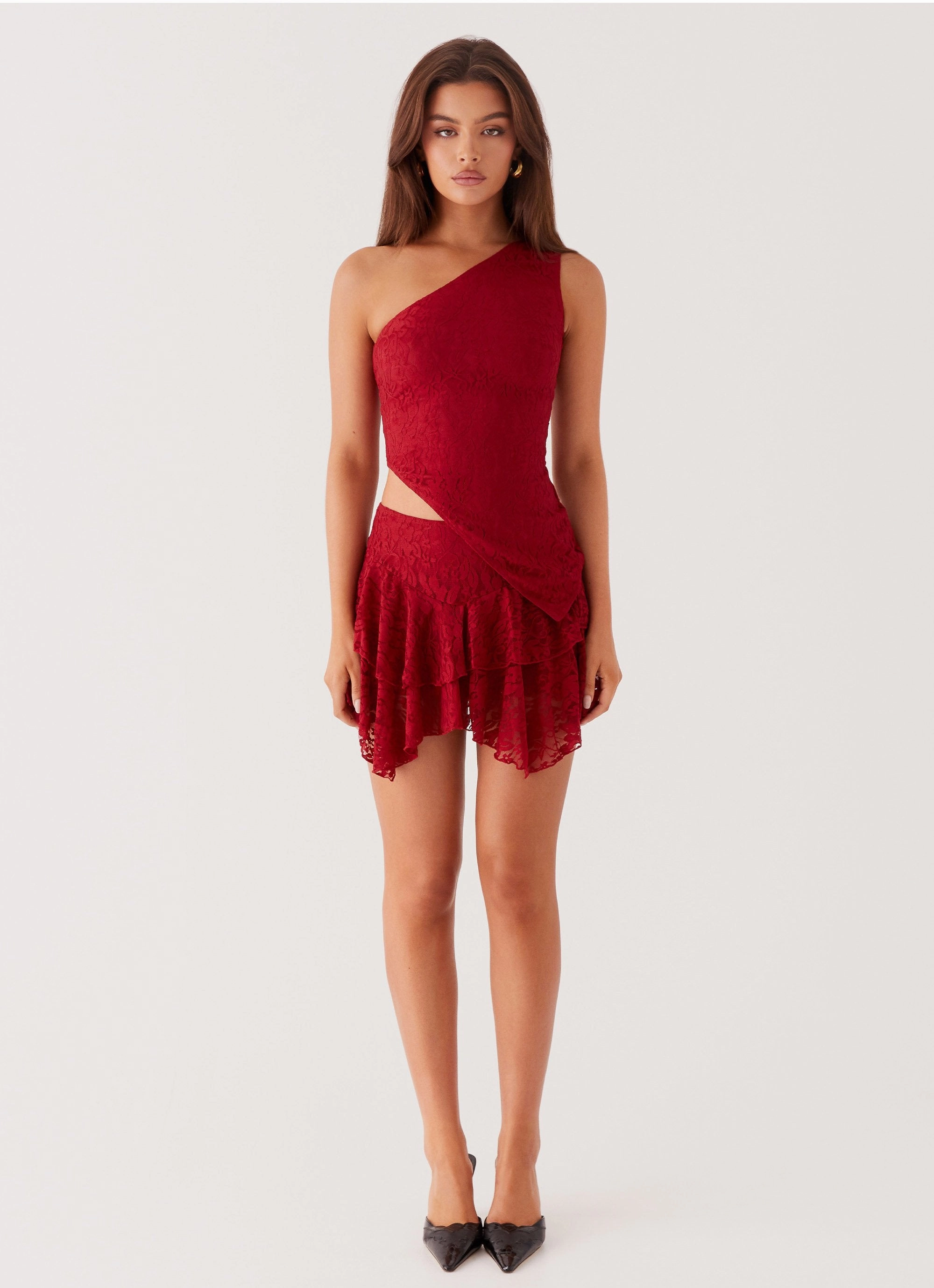 Party All Night Frill Mini Skirt - Maroon Insulated Warmth Recycled materials