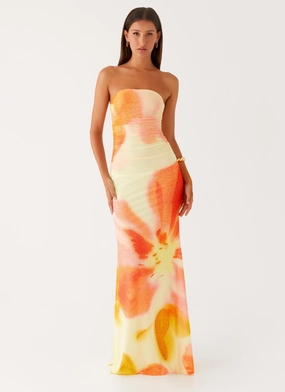 Layered-Sleeve Iroha Strapless Maxi Dress - Mimosa Blossom