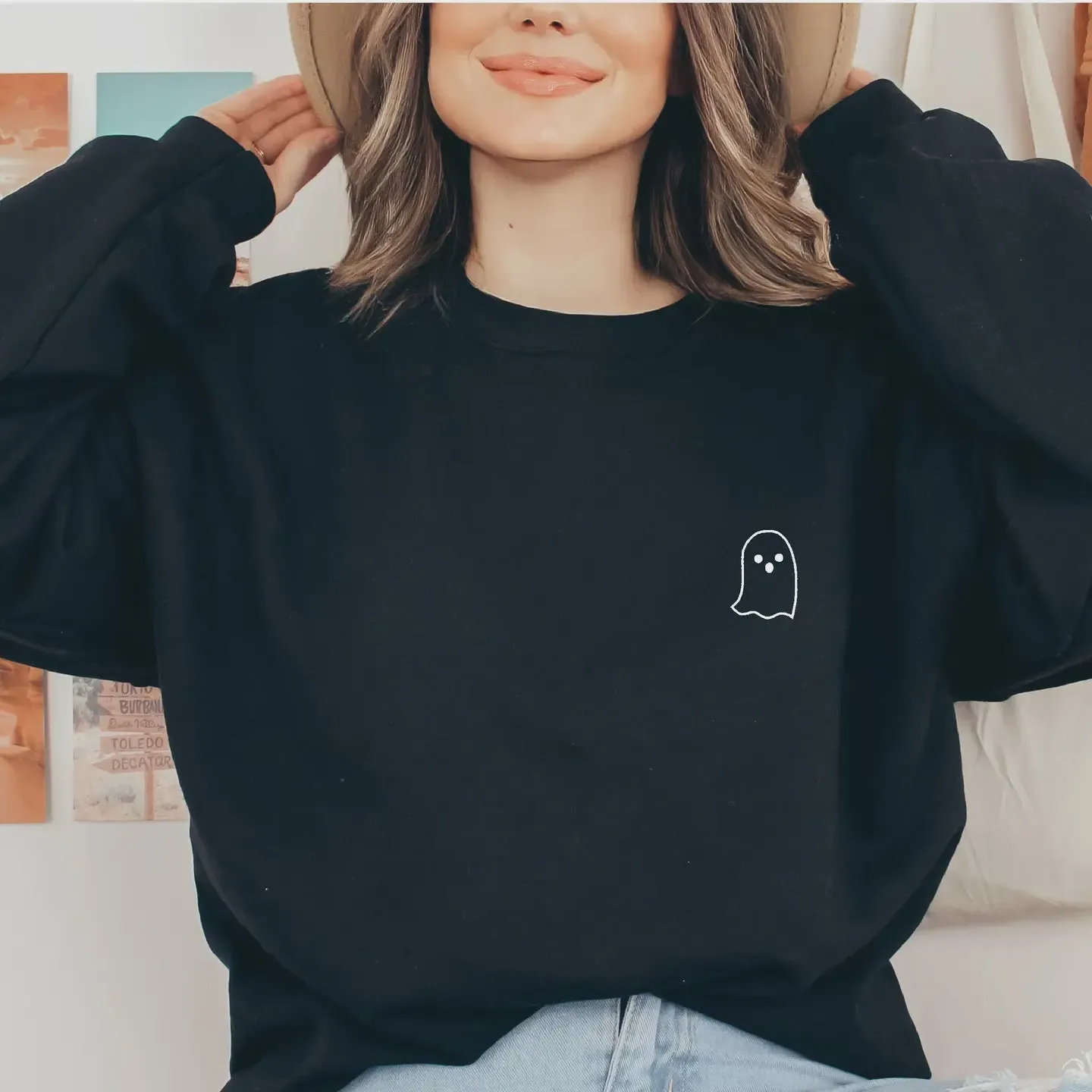 MultiPanelDesign Embroidered Ghost Sweatshirt