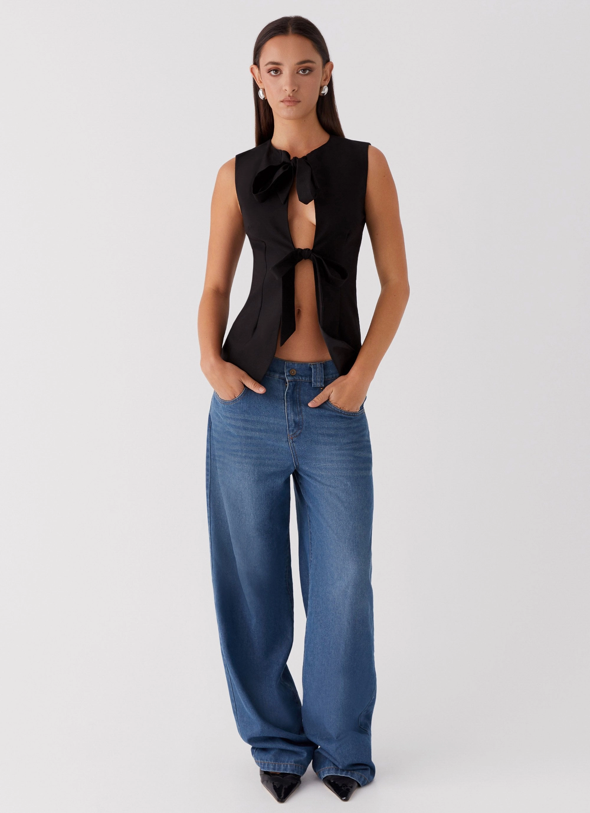 Dottie Tie Top - Black Comfortable Cut AntiStatic Material