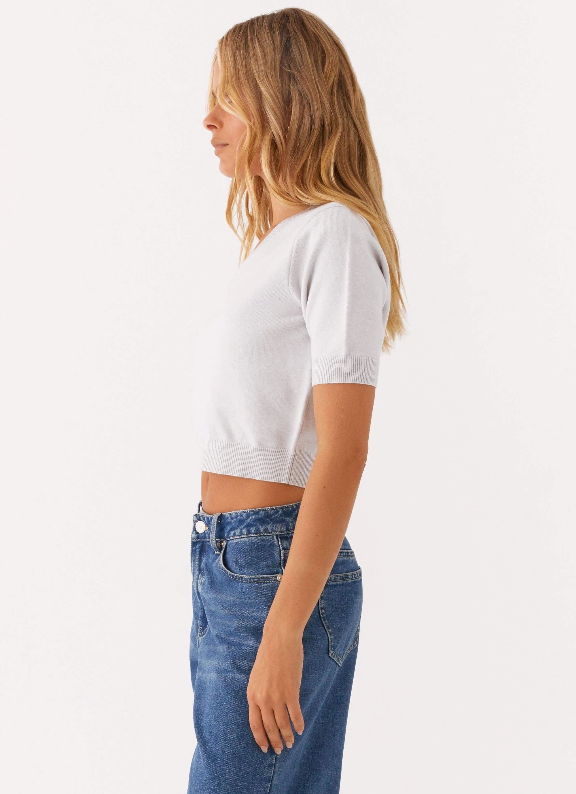 RelaxedFit In The Beginning Short Sleeve Top - Grey