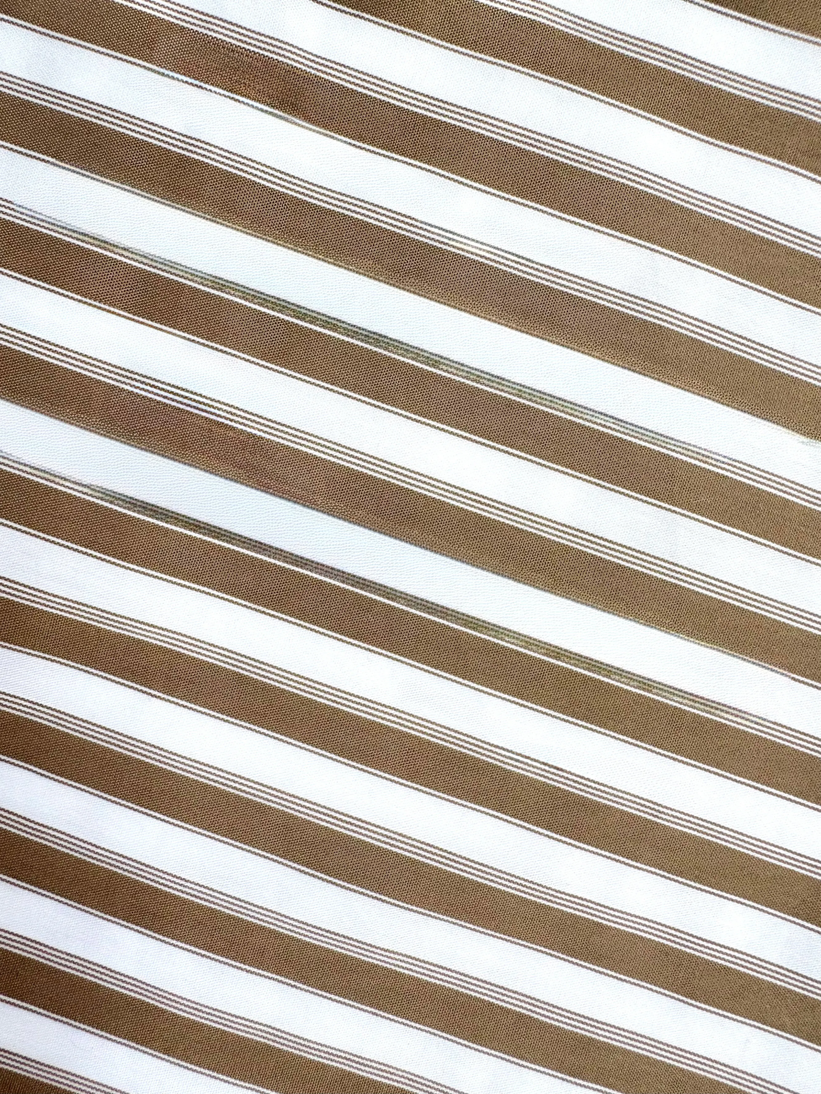 Utility Pockets Anti Bacterial Treatment MASON'S DAUGHTER the French Cuff Boyfriend Shirt, Camel and White Striped Poplin