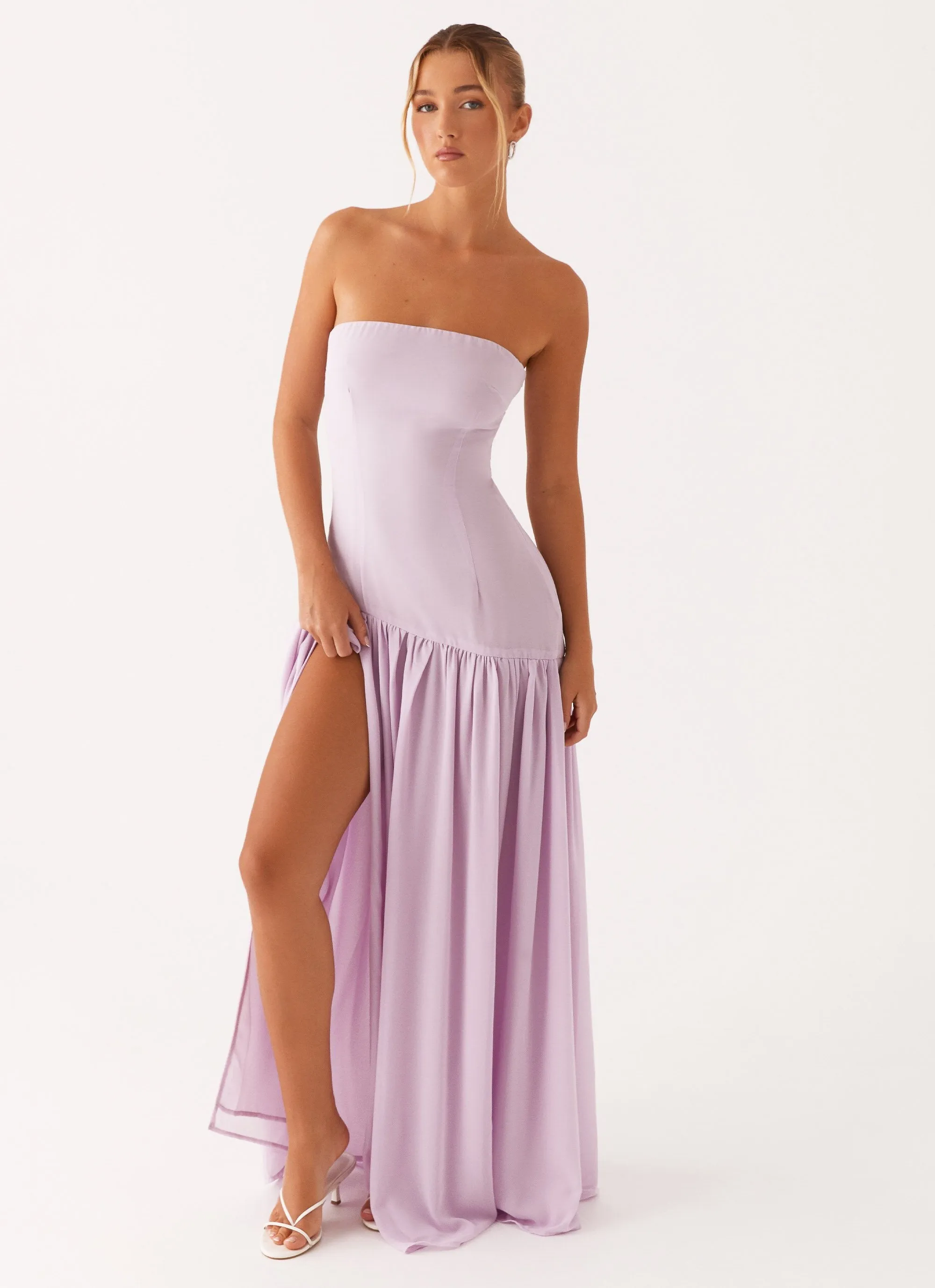 loose silhouette Eden Strapless Maxi Dress - Lilac
