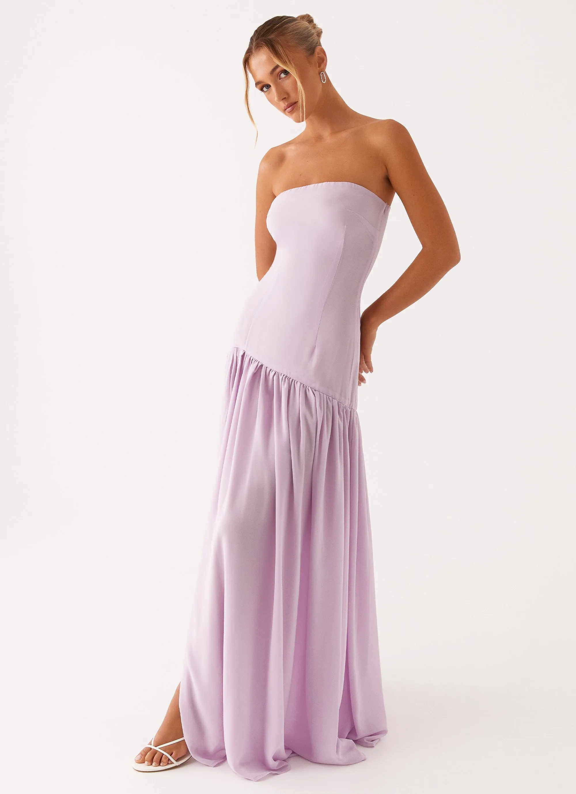 Eden Strapless Maxi Dress - Lilac Smooth Detail