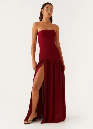 Eden Strapless Maxi Dress - Maroon Work Mood Subtle Comfort