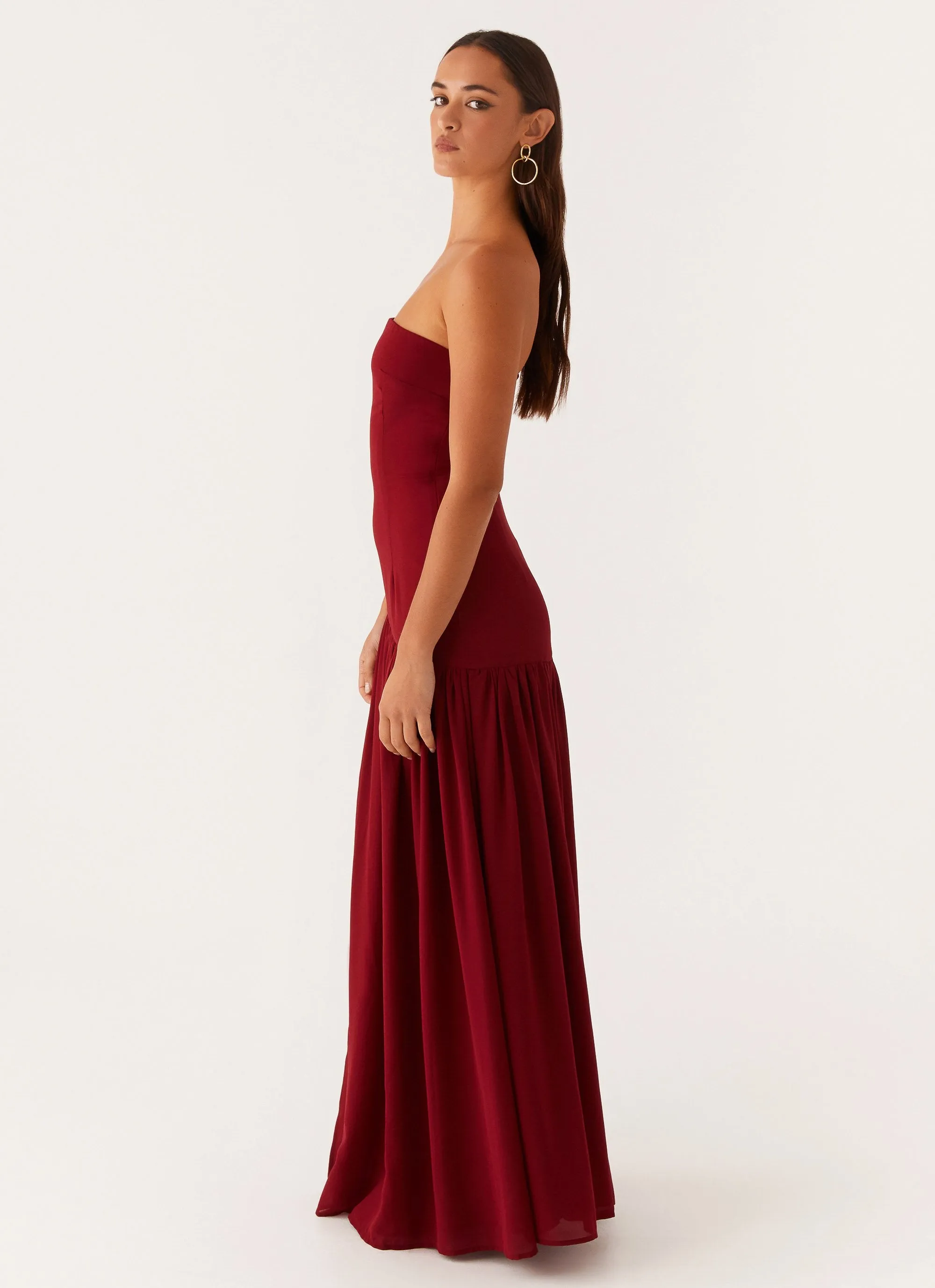 Timeless Design Eden Strapless Maxi Dress - Maroon