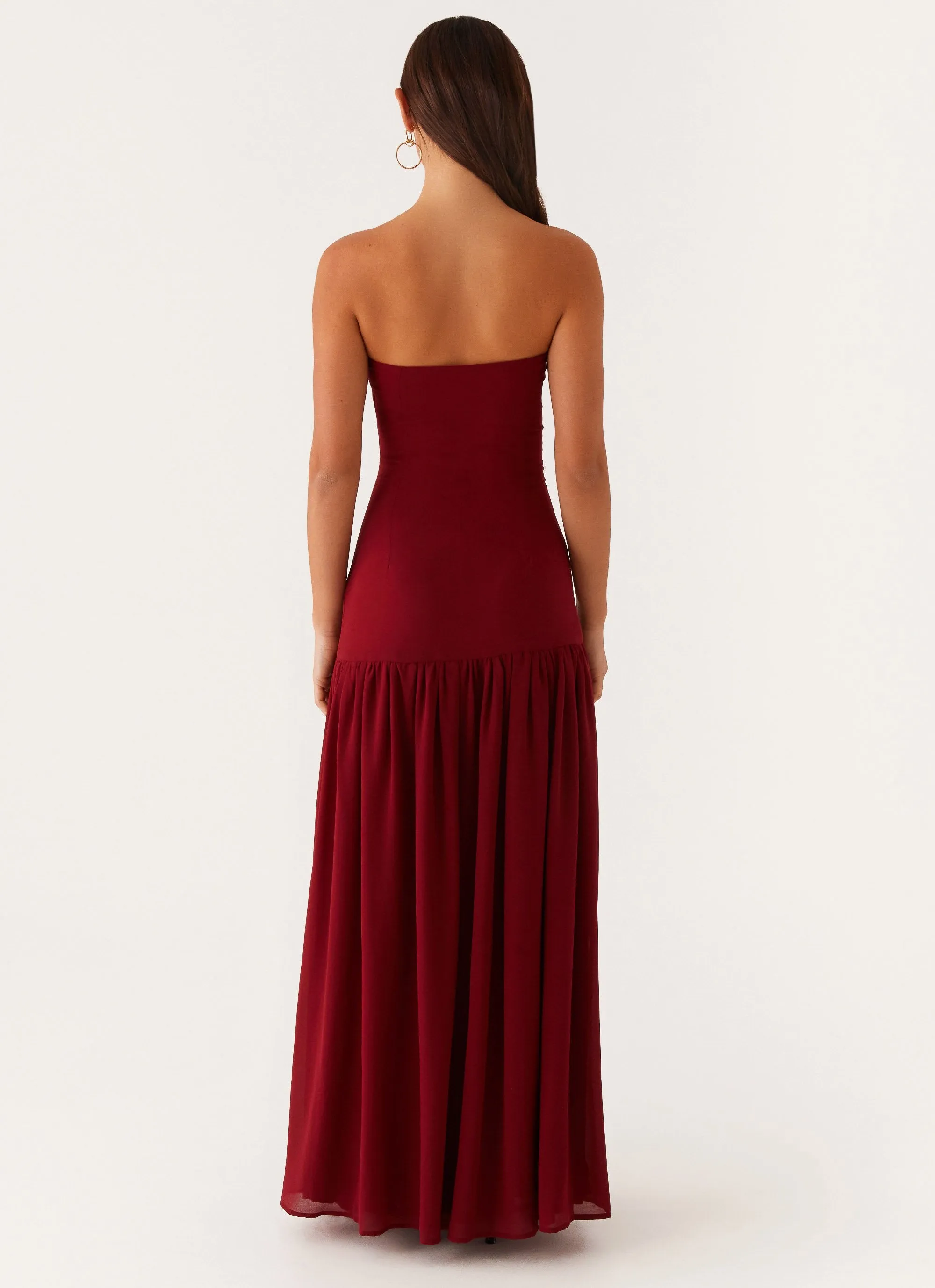 Formed Look Timeless Comfort Wear Eden Strapless Maxi Dress - Maroon