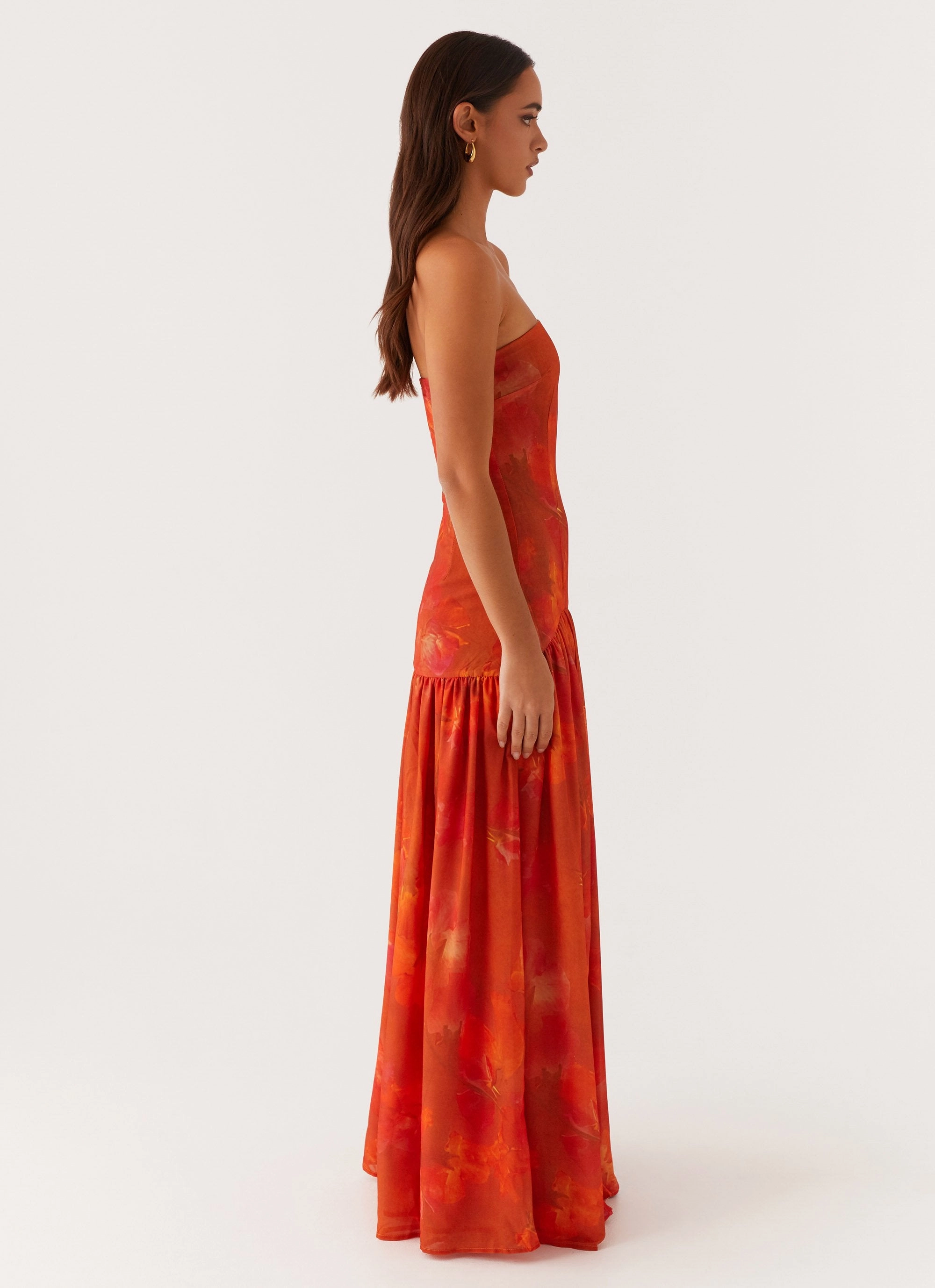 Vibrant color Eden Strapless Maxi Dress - Amber