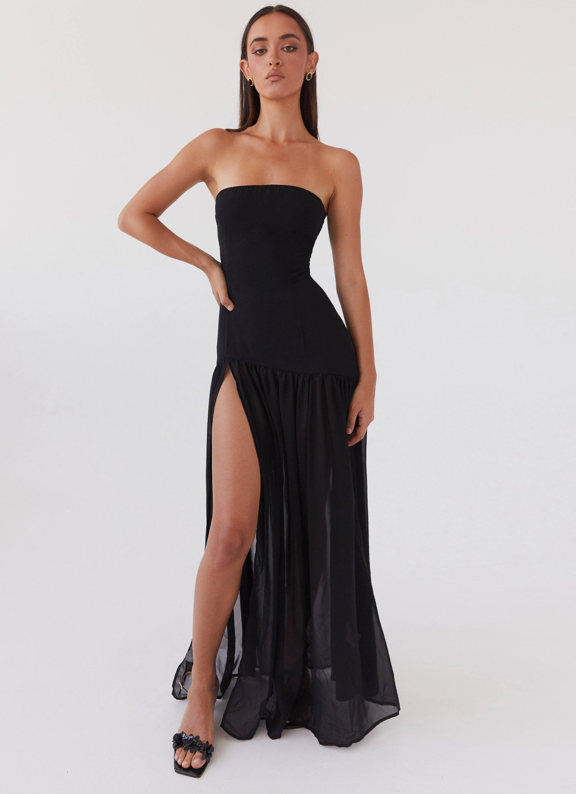 Stylish Appearance Functional Layer Eden Strapless Maxi Dress - Black
