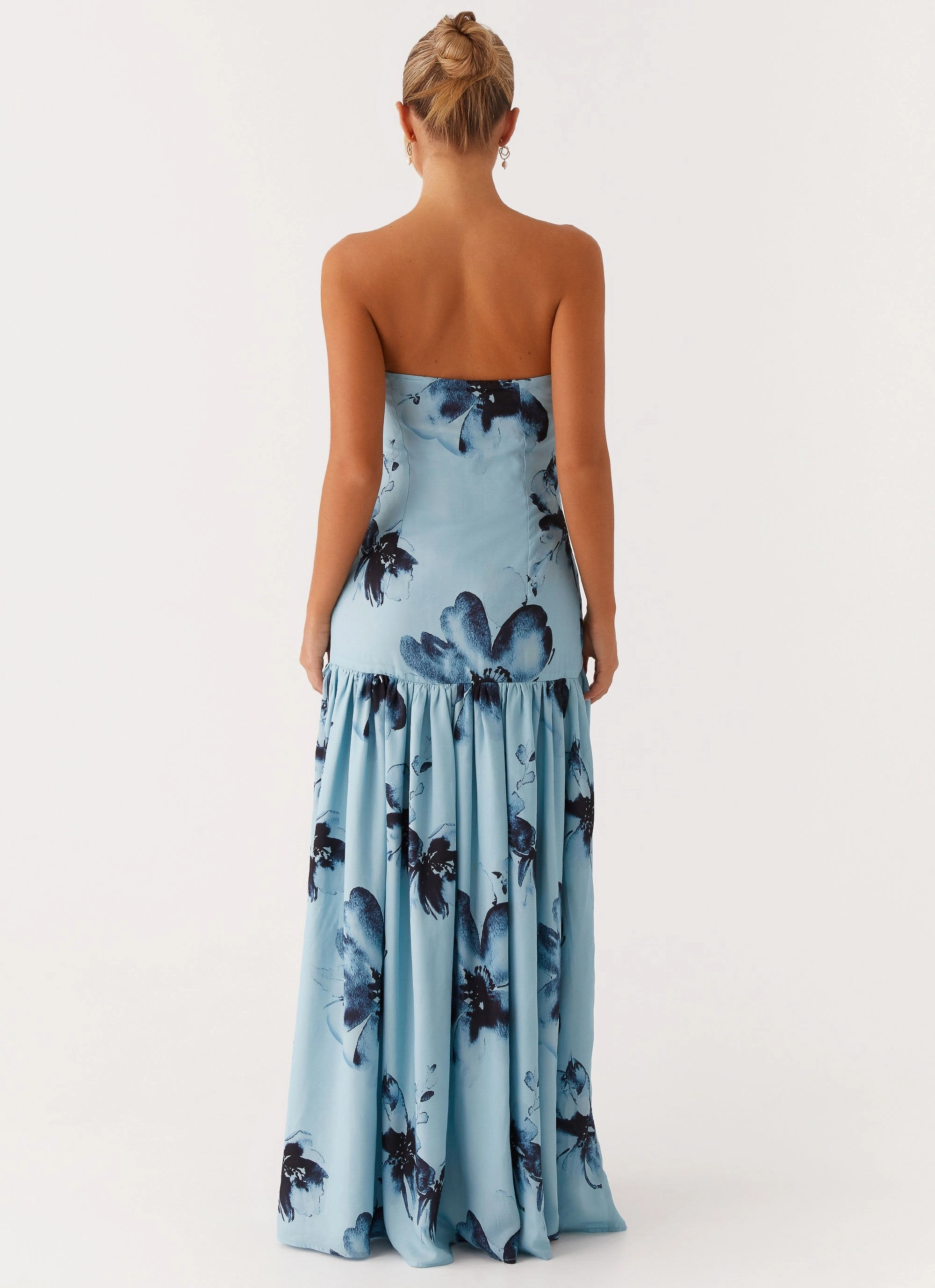 Boho Mood Eden Strapless Maxi Dress - Blue Black Floral