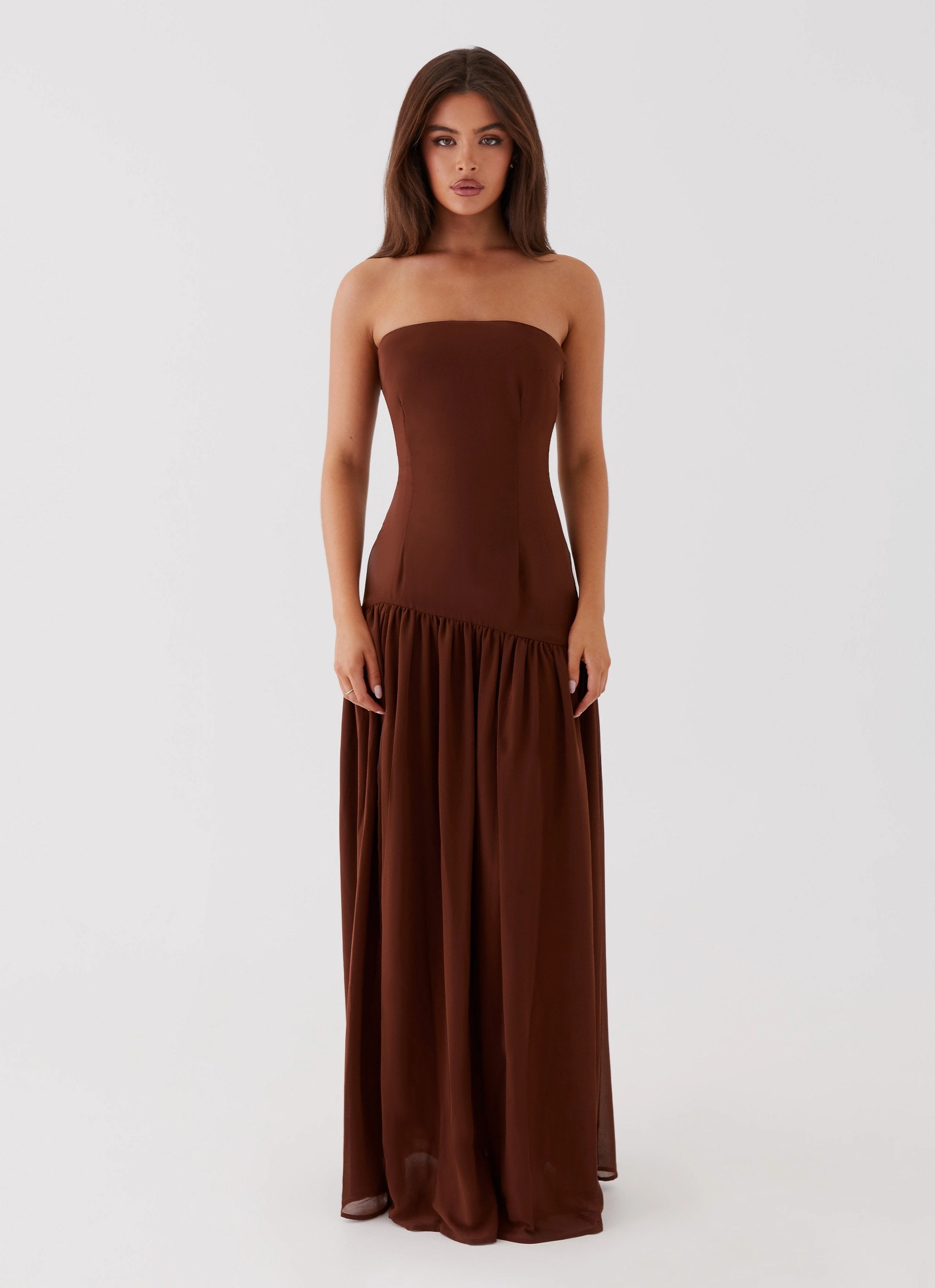 Eden Strapless Maxi Dress - Brown Quick Match
