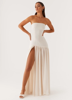 Eden Strapless Maxi Dress - Ivory Casual Lines