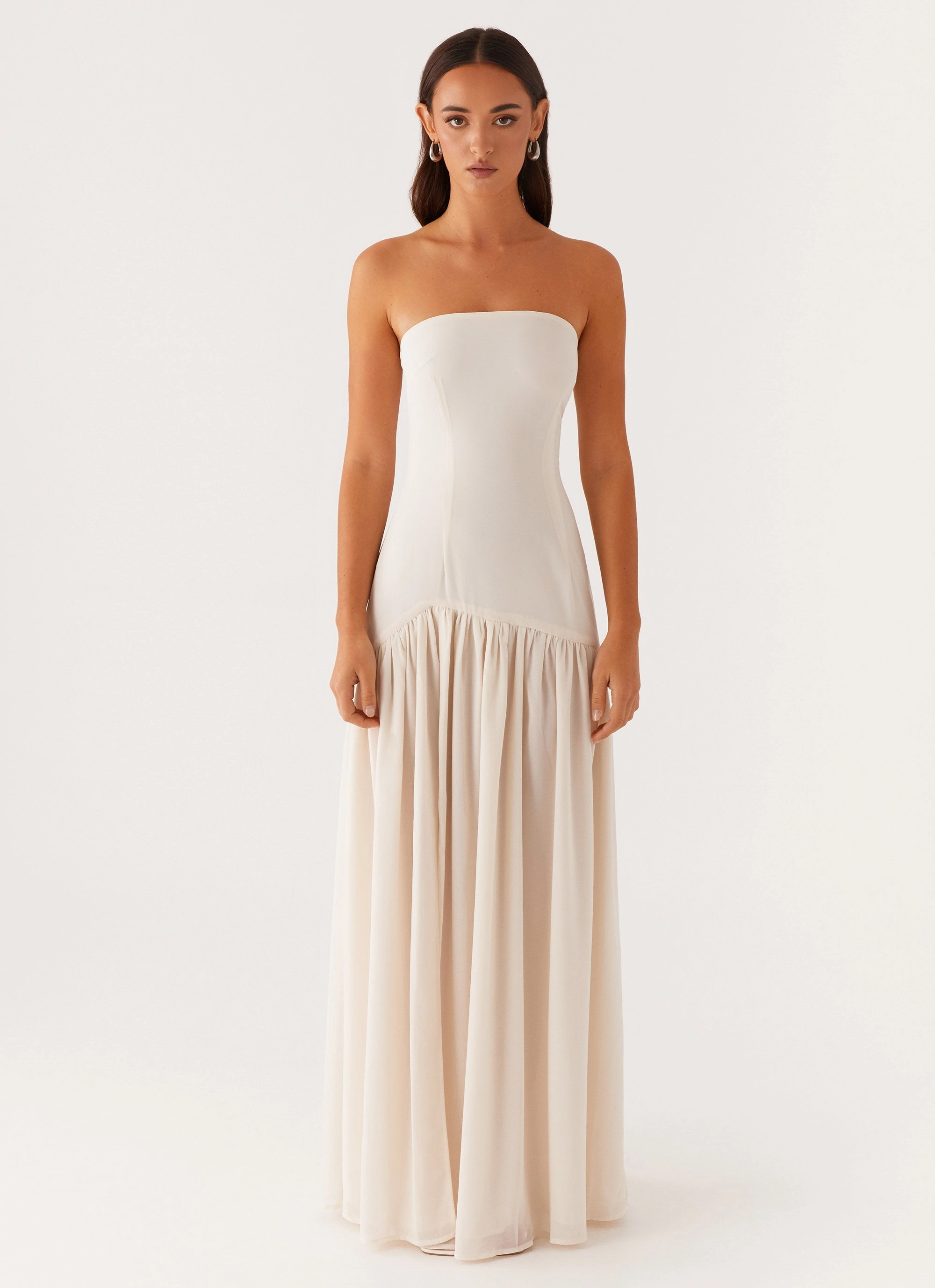 Eden Strapless Maxi Dress - Ivory Smooth Edge Midnight Mood
