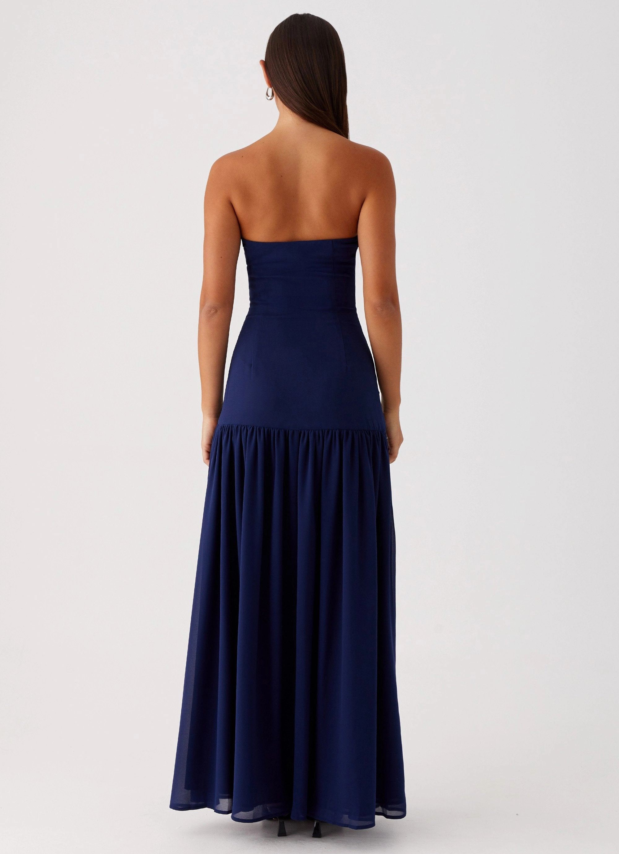 Eden Strapless Maxi Dress - Navy Classic Layer Ribbed-Texture