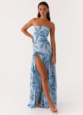 Eden Strapless Maxi Dress - Opulent Blue Natural Light