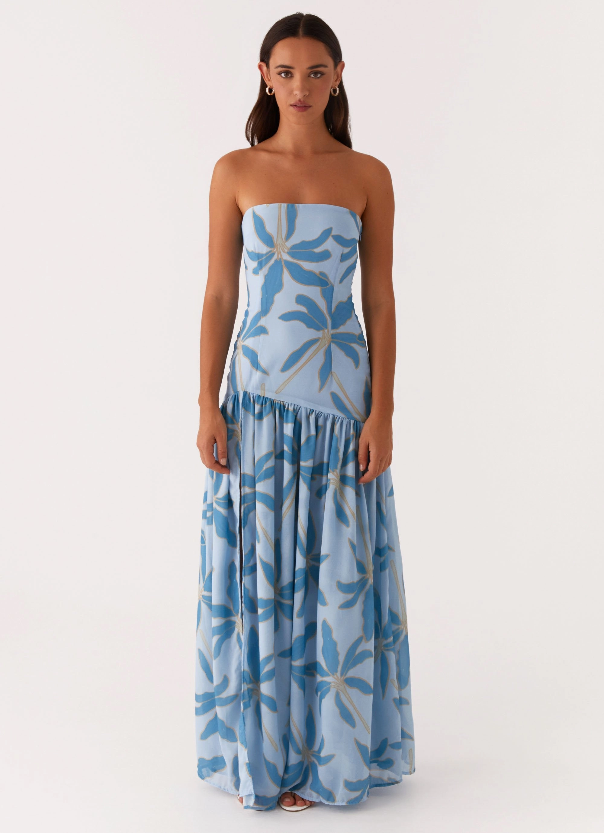 Eden Strapless Maxi Dress - Opulent Blue Delicate Mood Dew Tone
