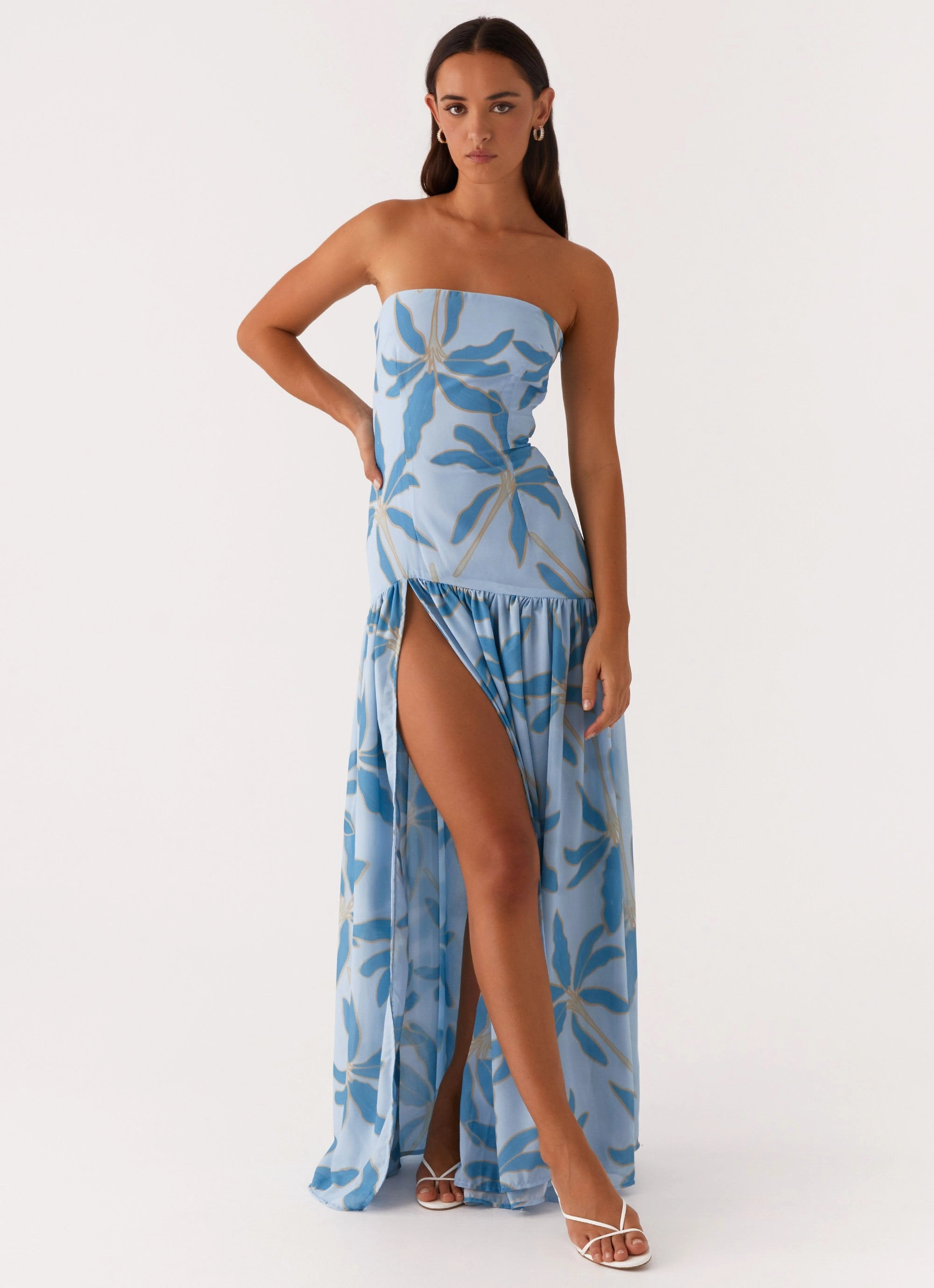 Eden Strapless Maxi Dress - Opulent Blue Natural Light