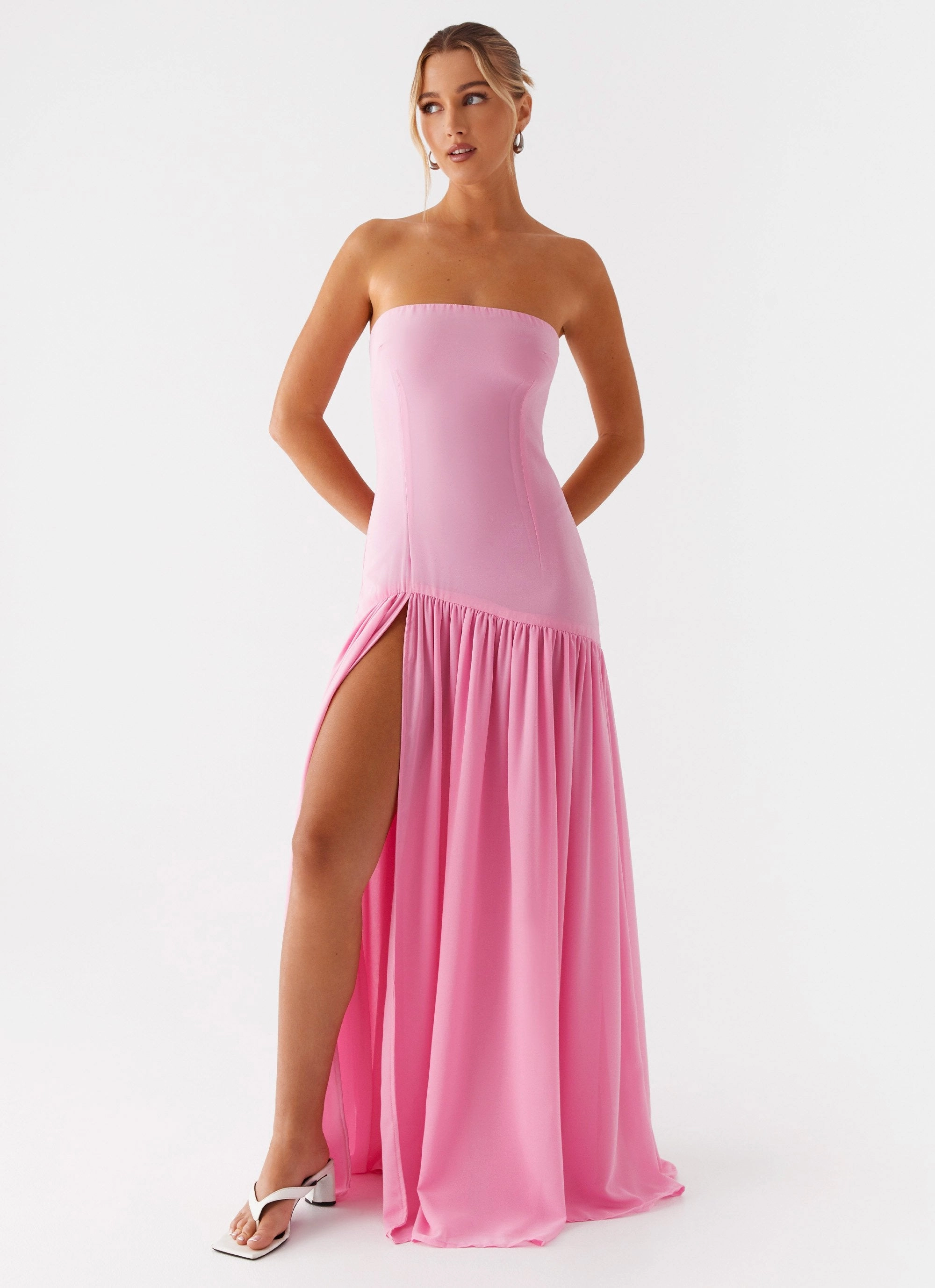 Eden Strapless Maxi Dress - Pink Office Friendly