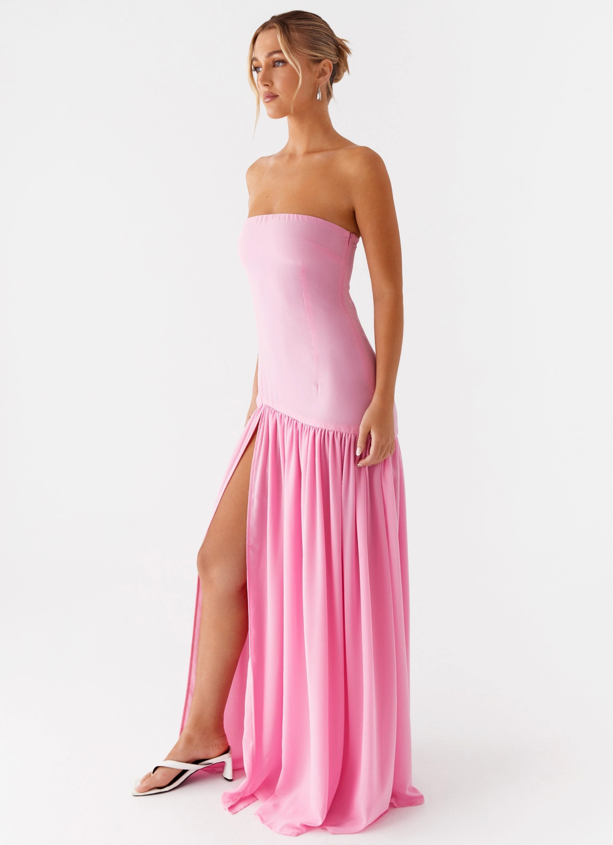 Clasp-Closure Eden Strapless Maxi Dress - Pink