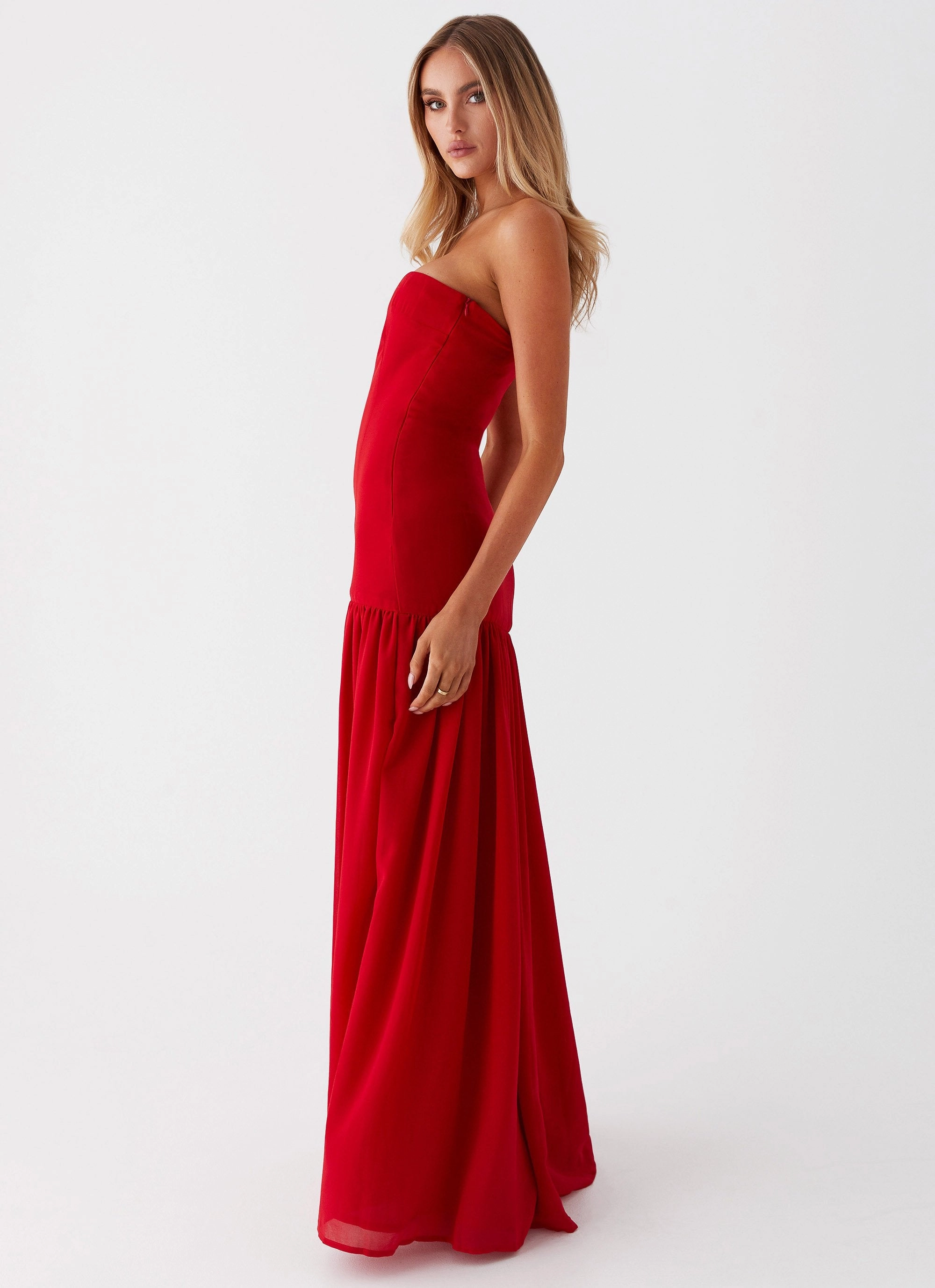 Clean Edge Eden Strapless Maxi Dress - Red