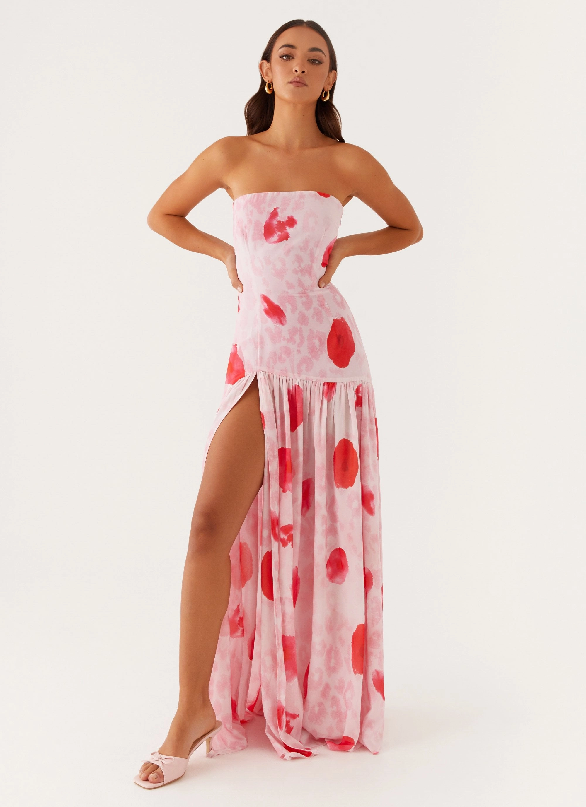 Eden Strapless Maxi Dress - Rose Leopard Neutral-Shade