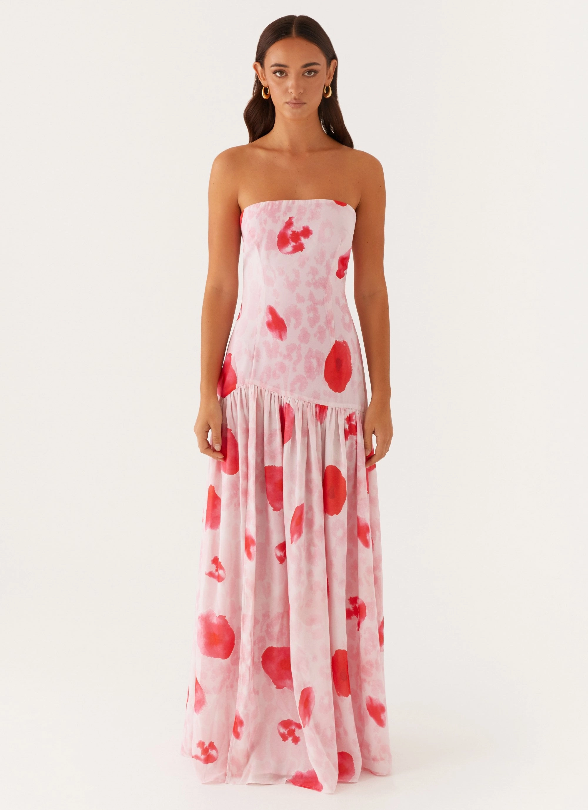 Work Favorite Warranty-Included Eden Strapless Maxi Dress - Rose Leopard