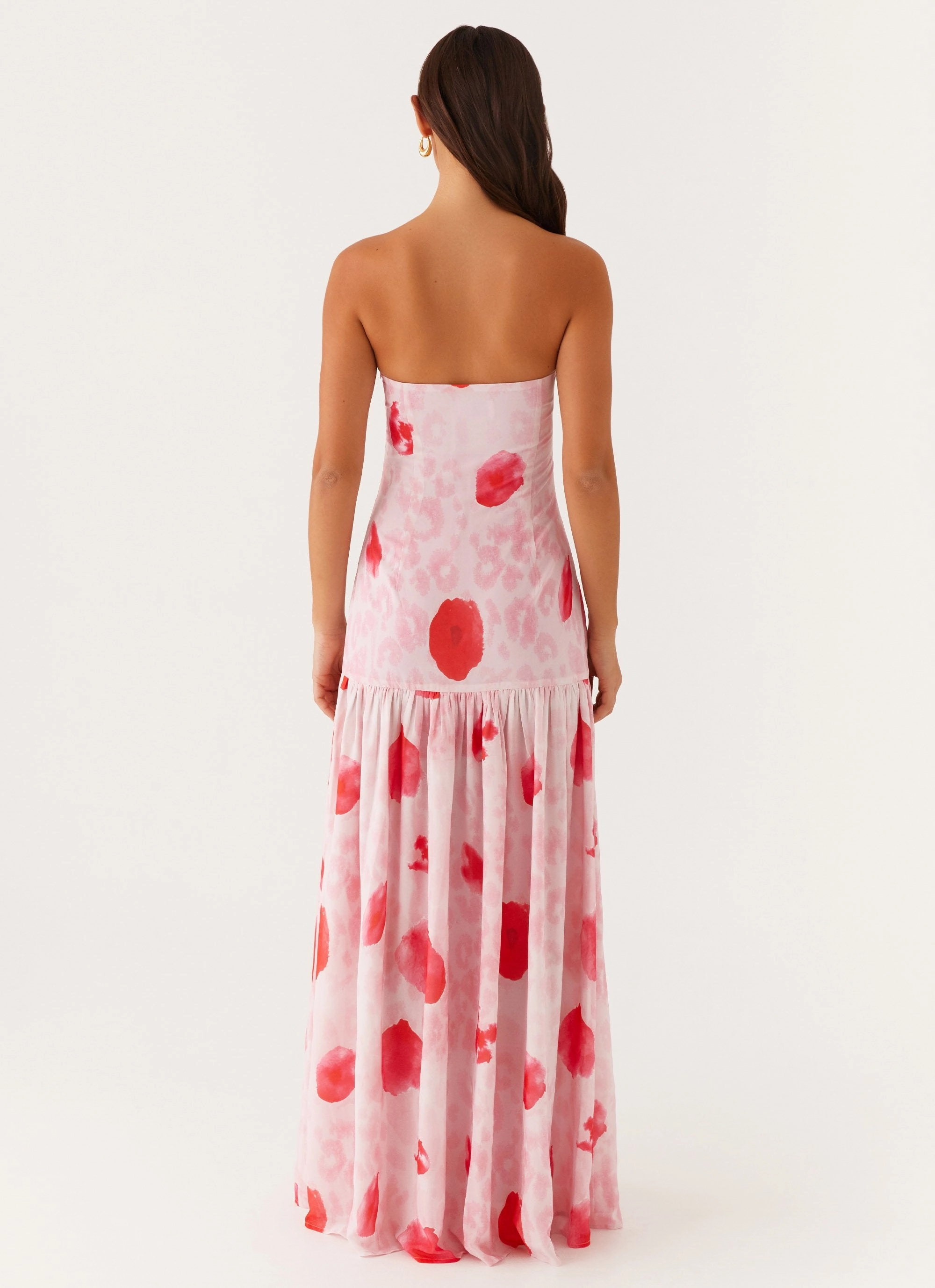 Perfect Waistband Formal Setting Eden Strapless Maxi Dress - Rose Leopard