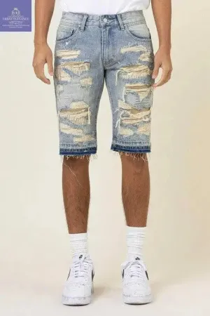 Edgy Distressed Denim Bermuda Shorts