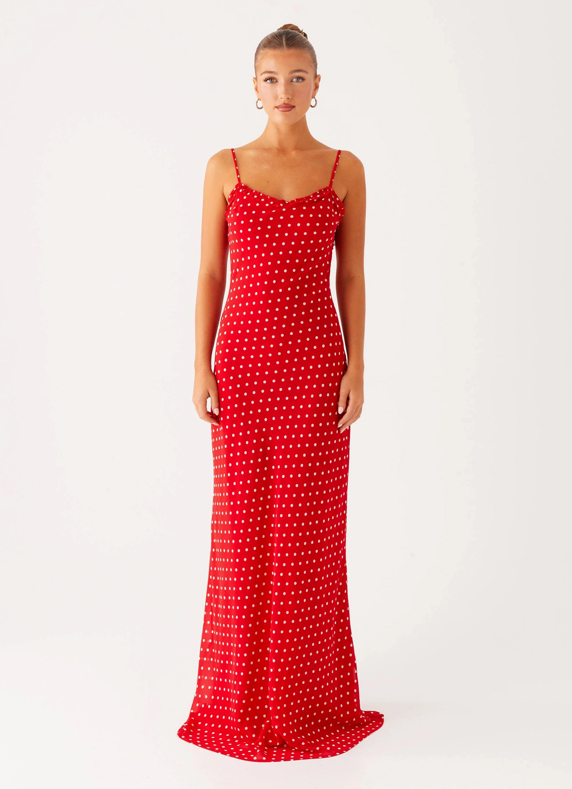 Light Rhythm Pareo Maxi Dress - Red Polka Dot