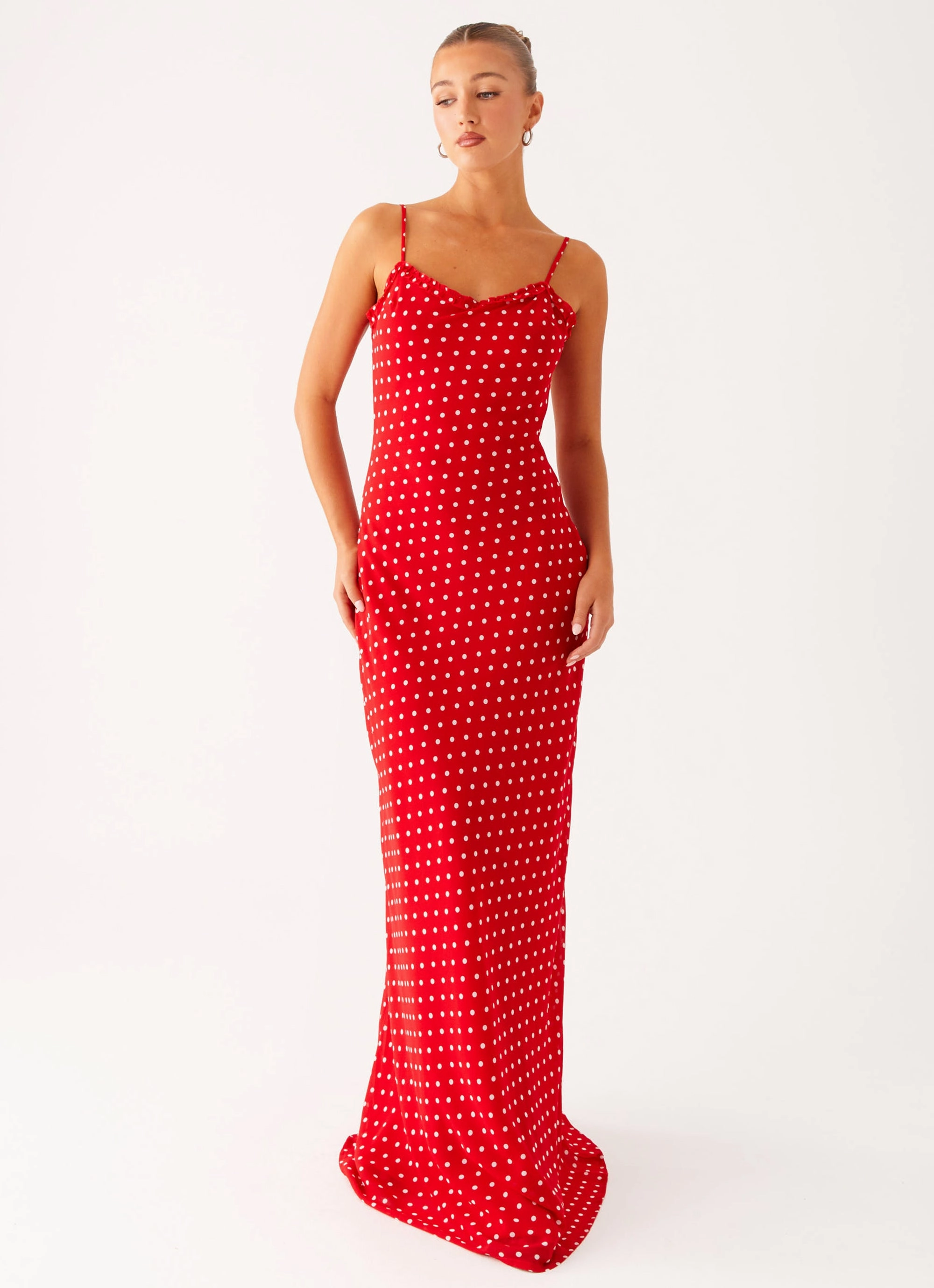 Pareo Maxi Dress - Red Polka Dot Joyful Look