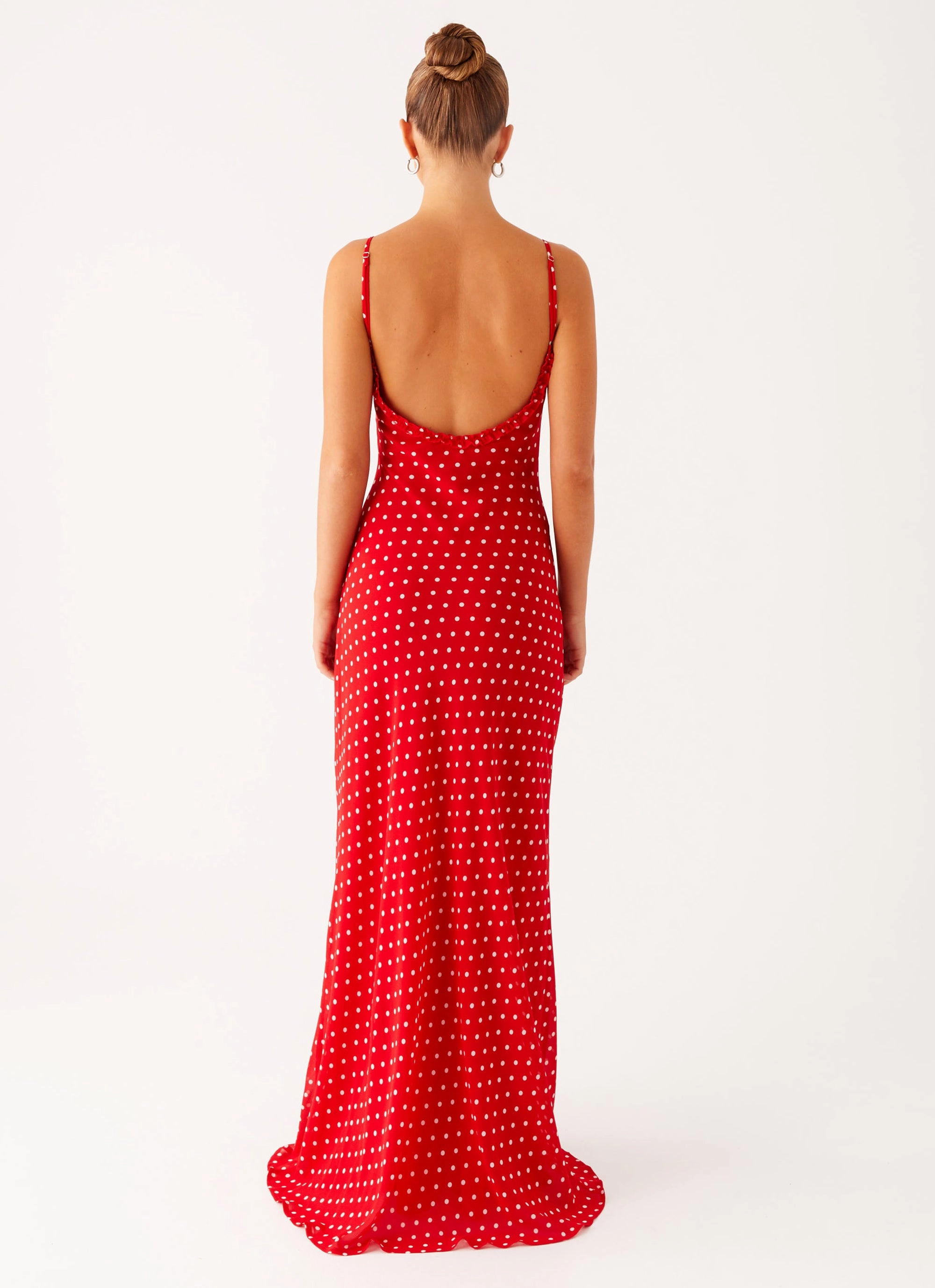 Pareo Maxi Dress - Red Polka Dot Glossy Detail