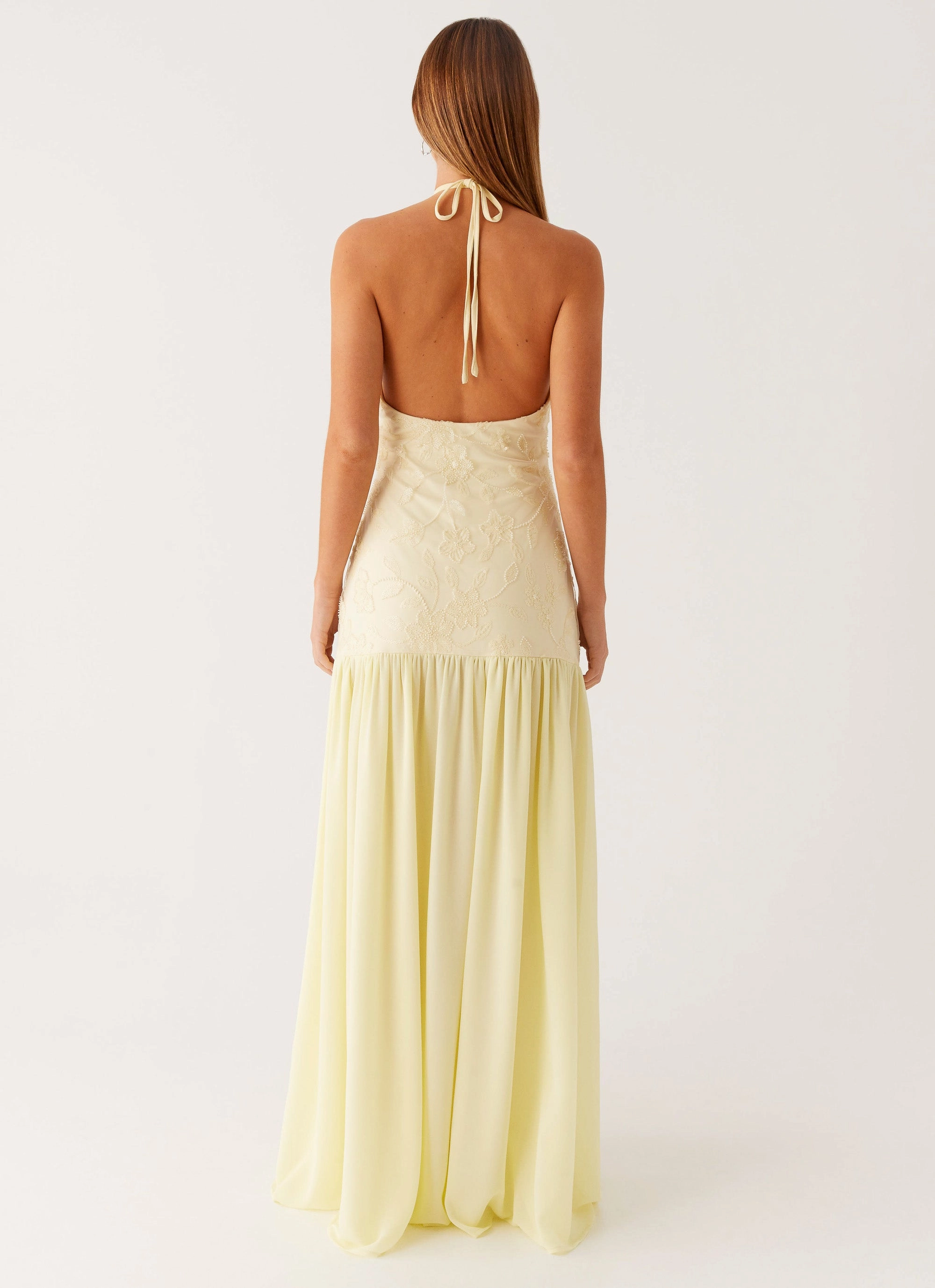 Janelle Beaded Maxi Dress - Yellow Fashionable Design