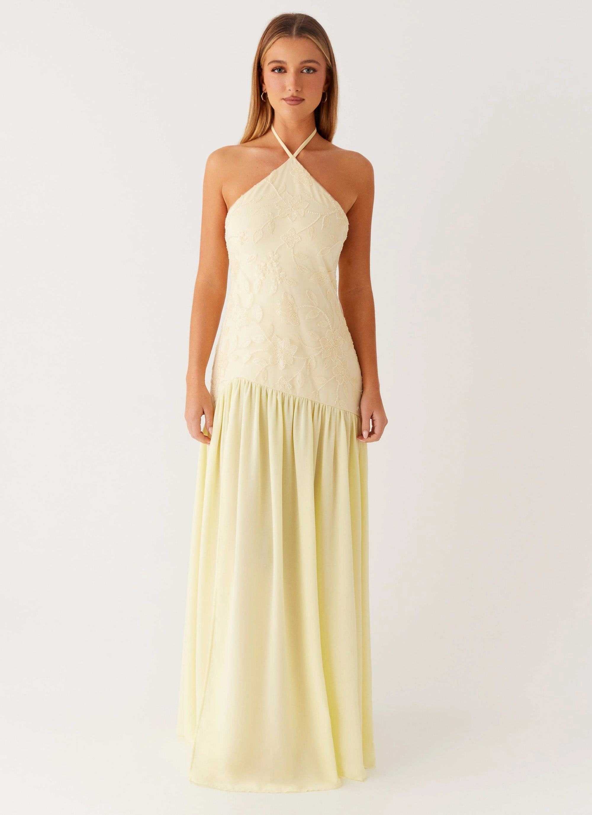 Balanced Fit Travel-friendly Janelle Beaded Maxi Dress - Yellow