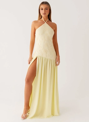 Day Magic Trendy Waist Janelle Beaded Maxi Dress - Yellow