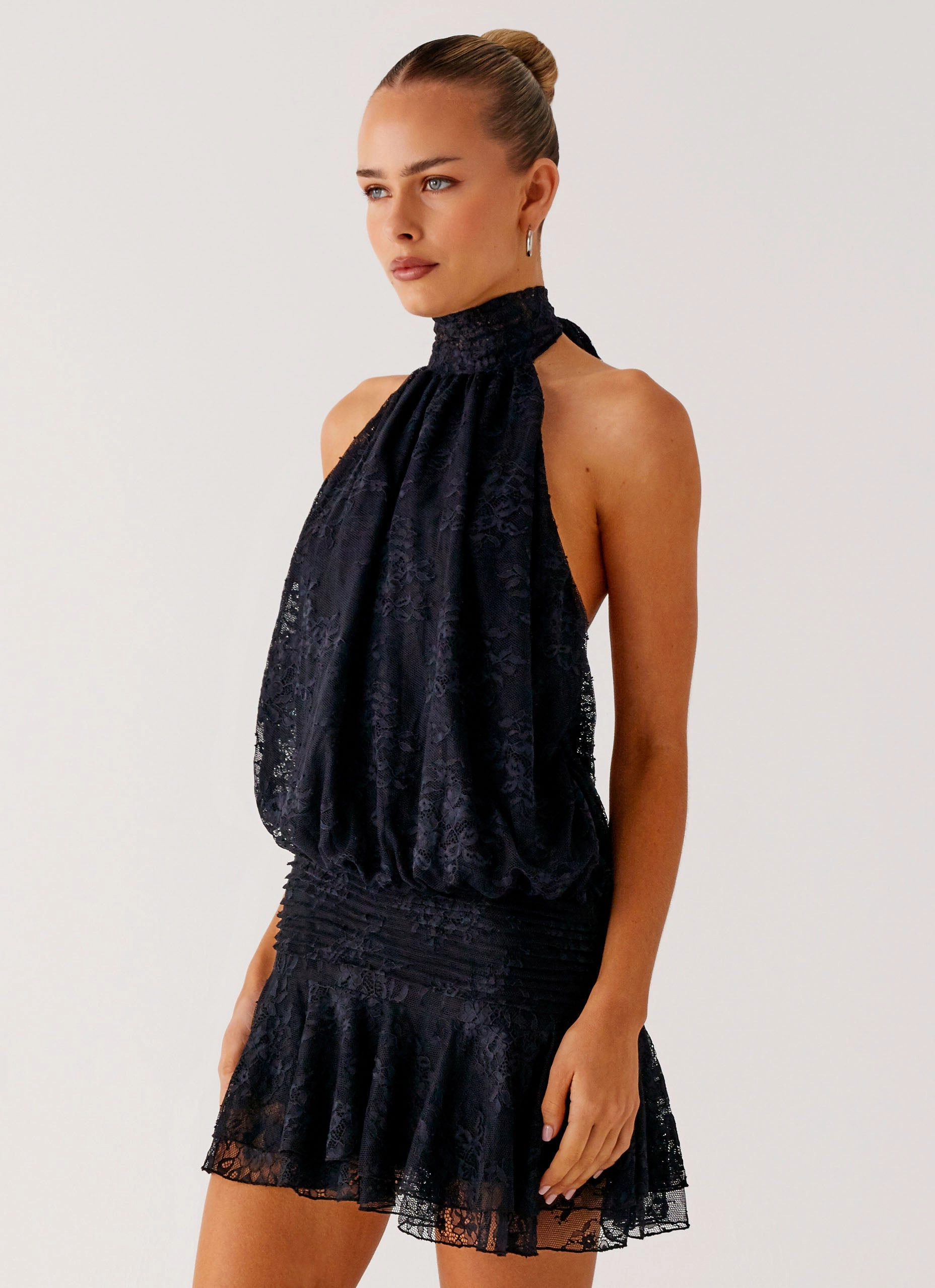 Willow Lace Mini Dress - Black Lace Relaxed and stylish Evening Vibe