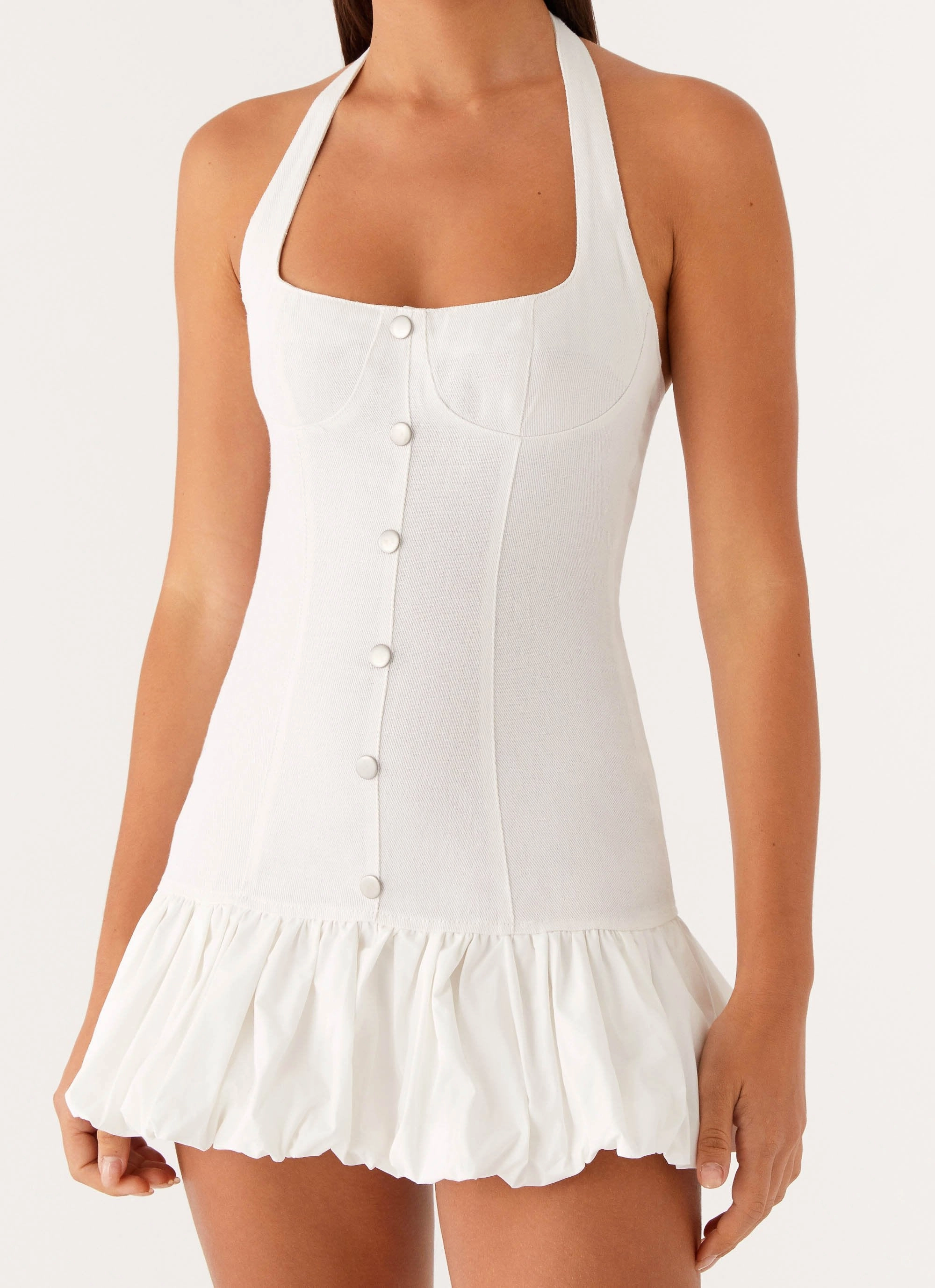 Body Harmony Georgina Denim Mini Dress - White