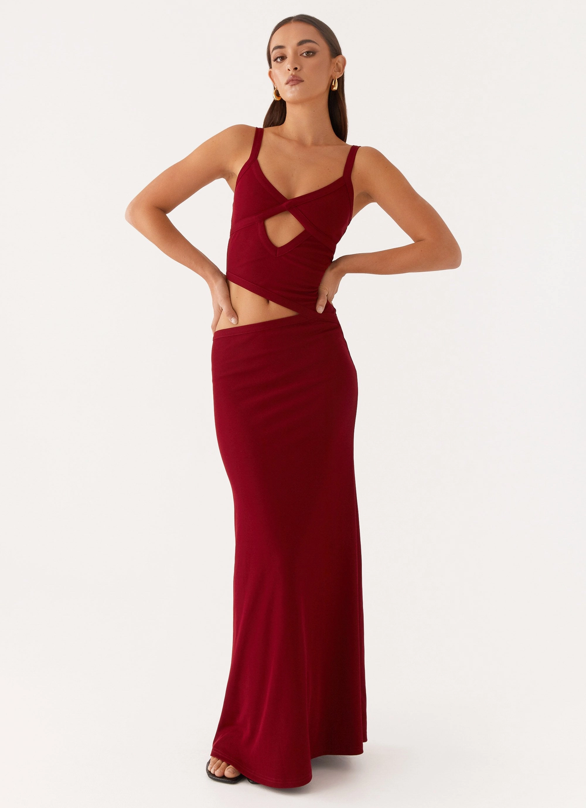 City Layers PlushLining Jocelyn Maxi Dress - Maroon