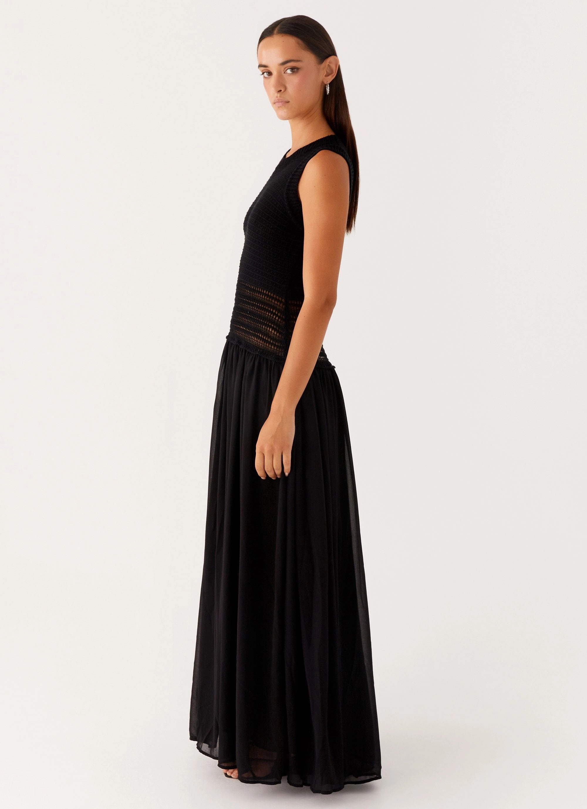 Off Grid Crochet Maxi Dress - Black Effortless Pair