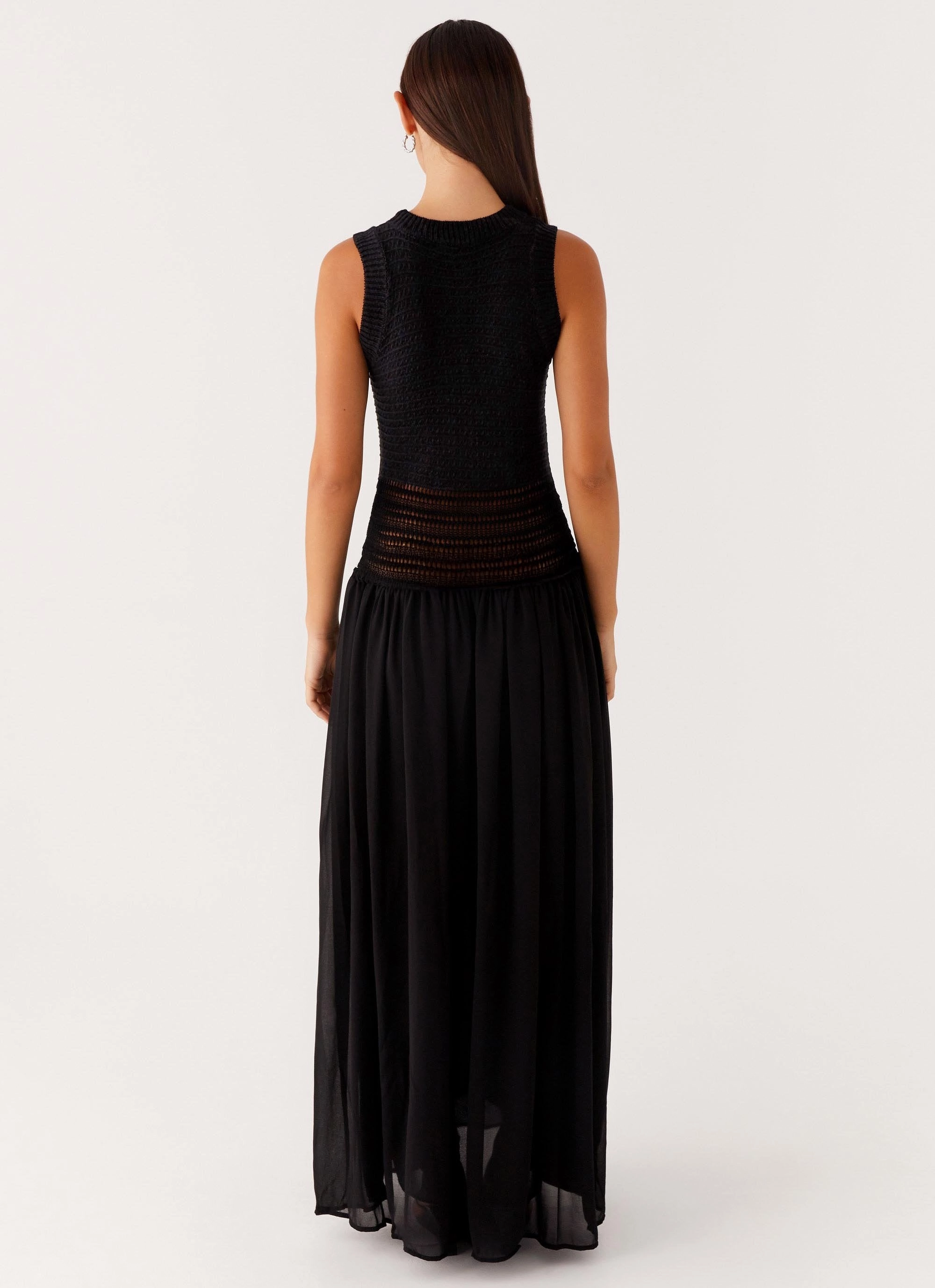 Off Grid Crochet Maxi Dress - Black Nordic Calm