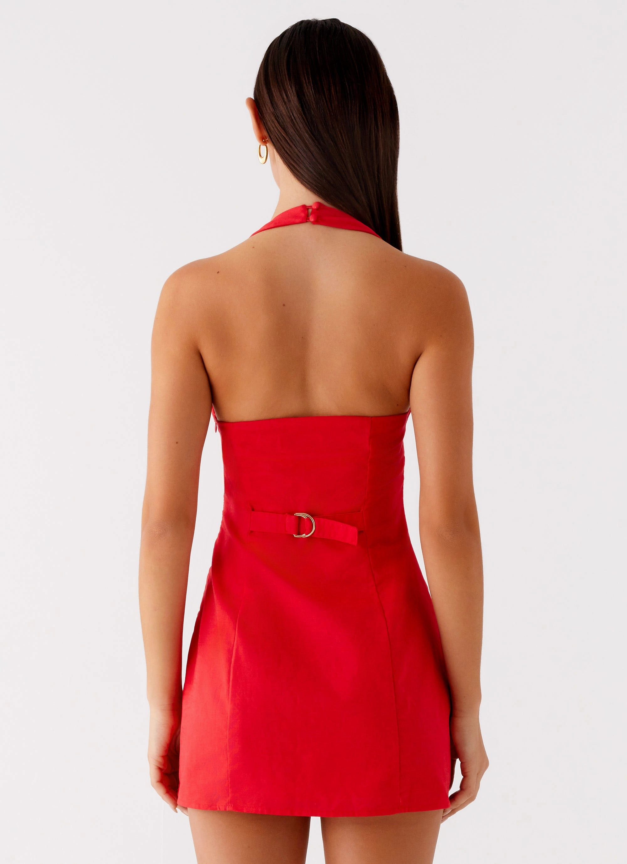 Draped Fabric Work Friendly Roxe Mini Dress - Red