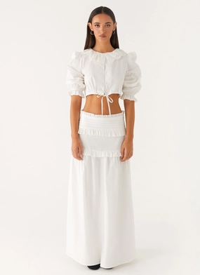 Utility Inspired Look ReinforcedStressPoints Effortless Tiered Maxi Skirt - White