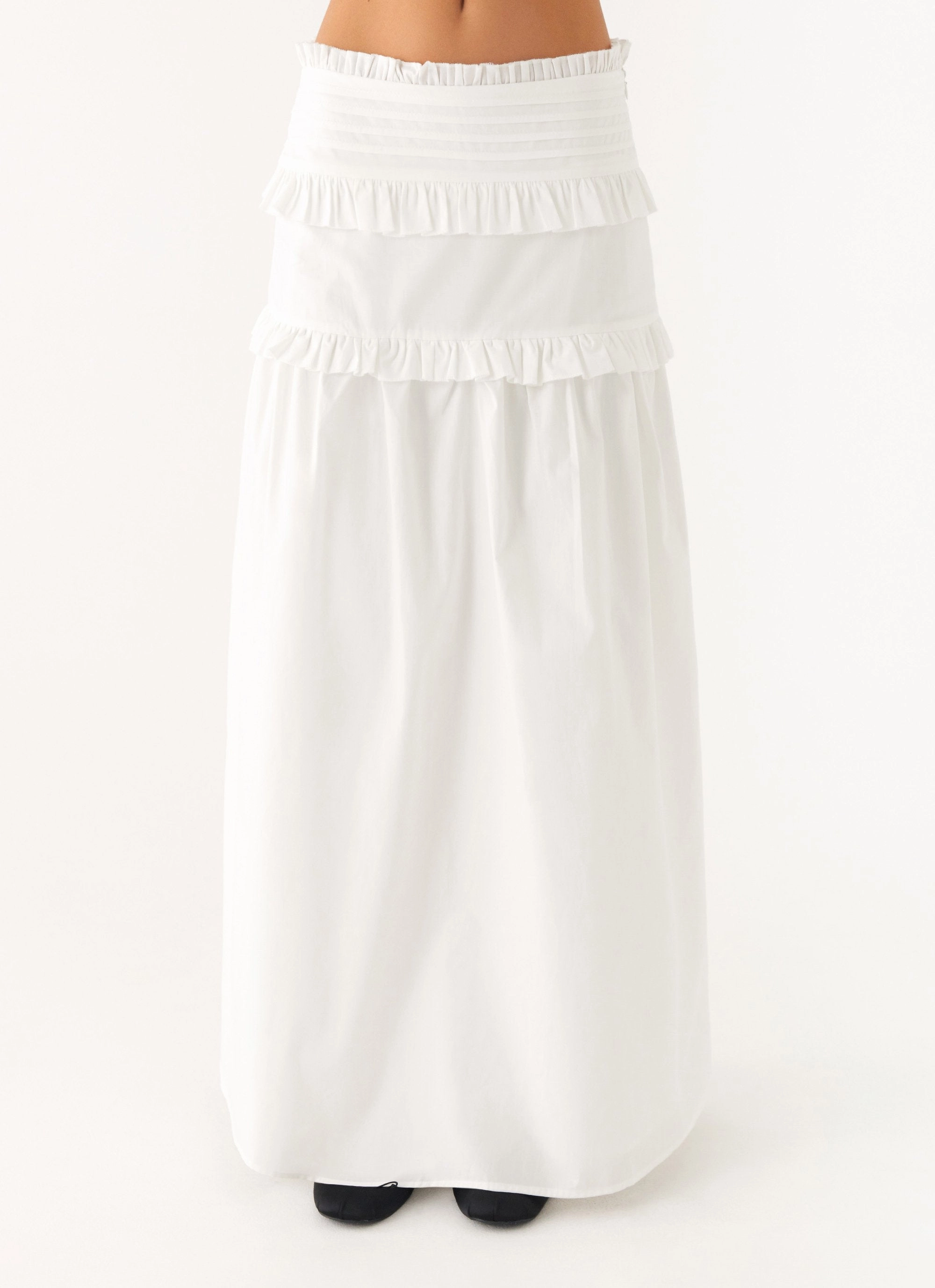 Effortless Tiered Maxi Skirt - White Shrink resistant Extra Layer Piece