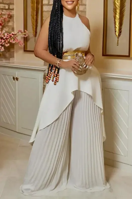 Egyptian Style Wide-Leg Pants Set With Gold Belt (S-3XL)