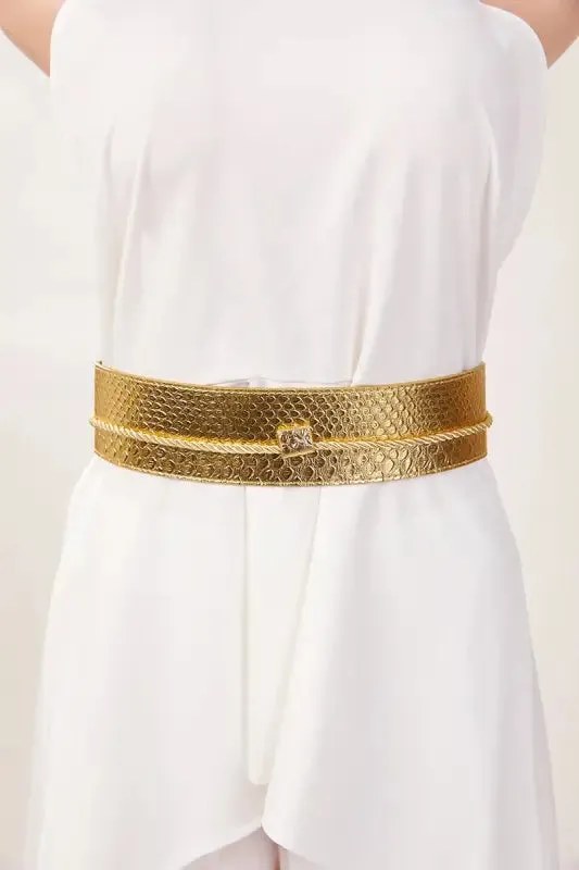Egyptian Style Wide-Leg Pants Set With Gold Belt (S-3XL)