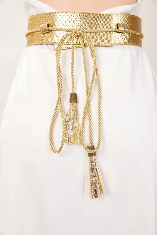 Egyptian Style Wide-Leg Pants Set With Gold Belt (S-3XL)