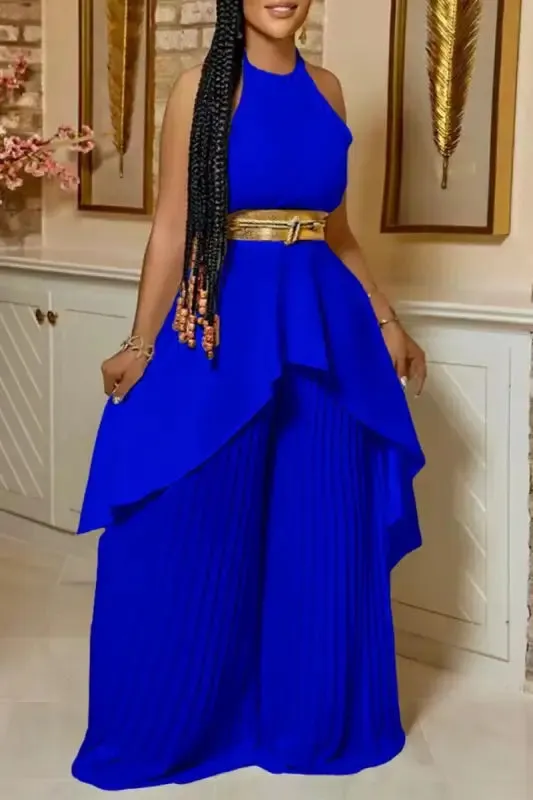 Egyptian Style Wide-Leg Pants Set With Gold Belt (S-3XL)