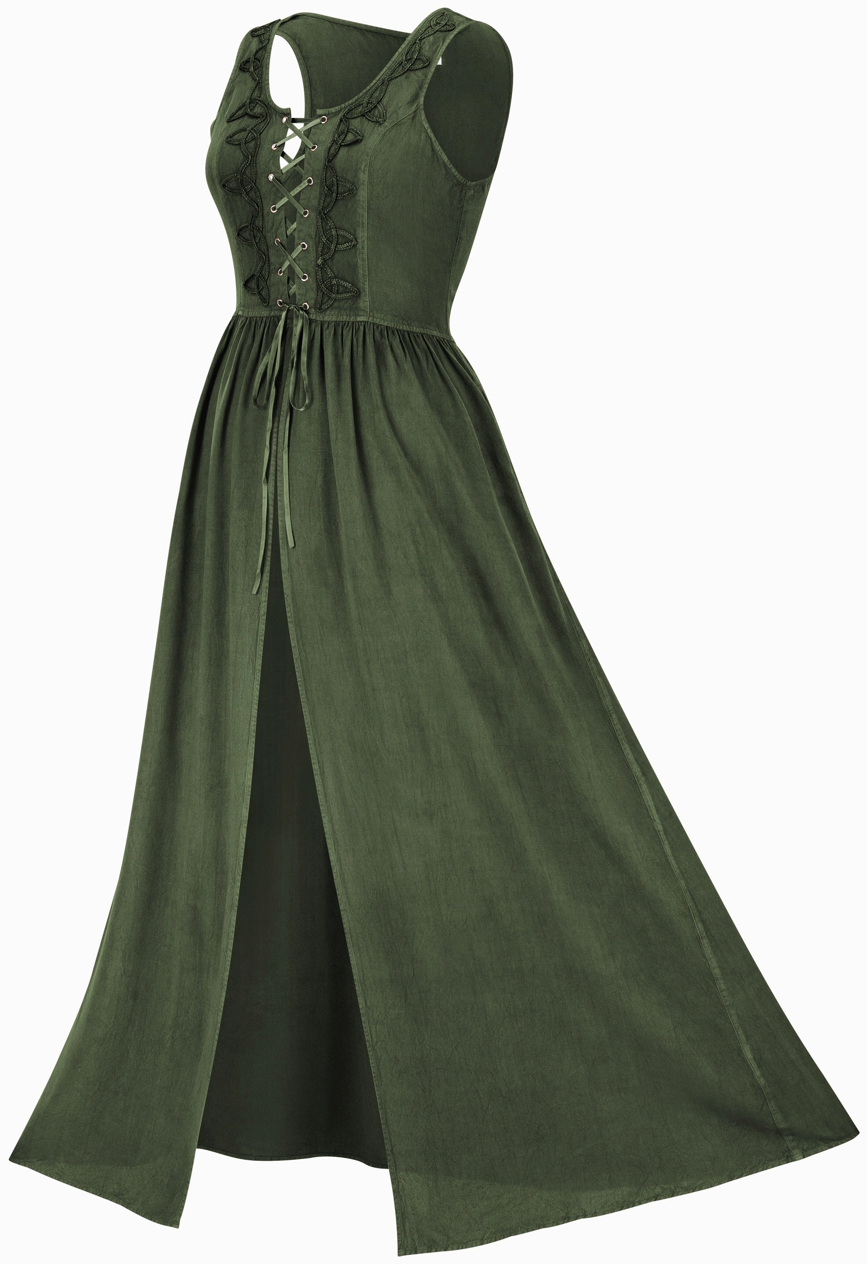 Brigid Maxi Overdress Limited Edition Moss Green Breeze Grace Church Scene