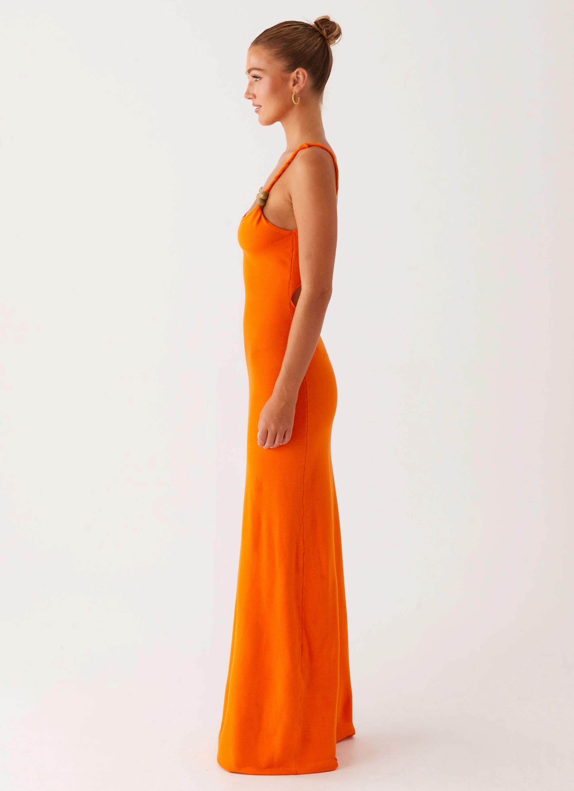 Warranty-Included Stream Cut Elaina Knit Maxi Dress - Orange