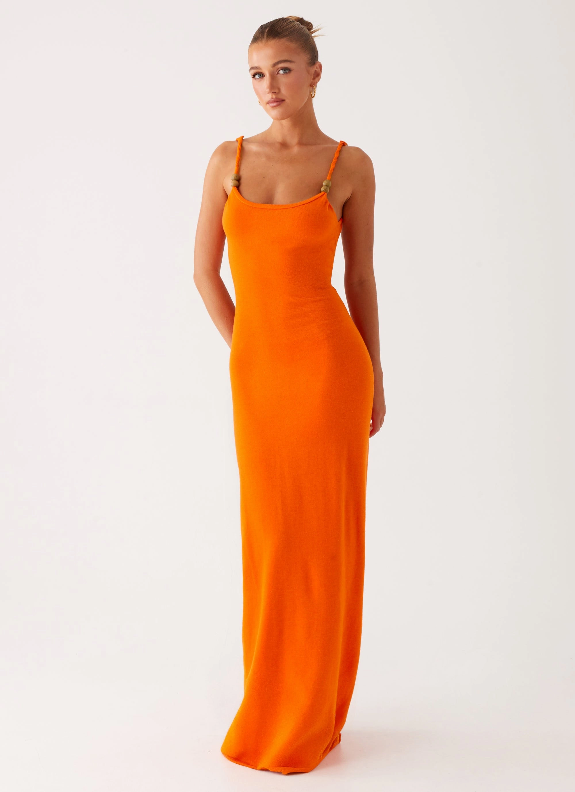 loose silhouette Elaina Knit Maxi Dress - Orange